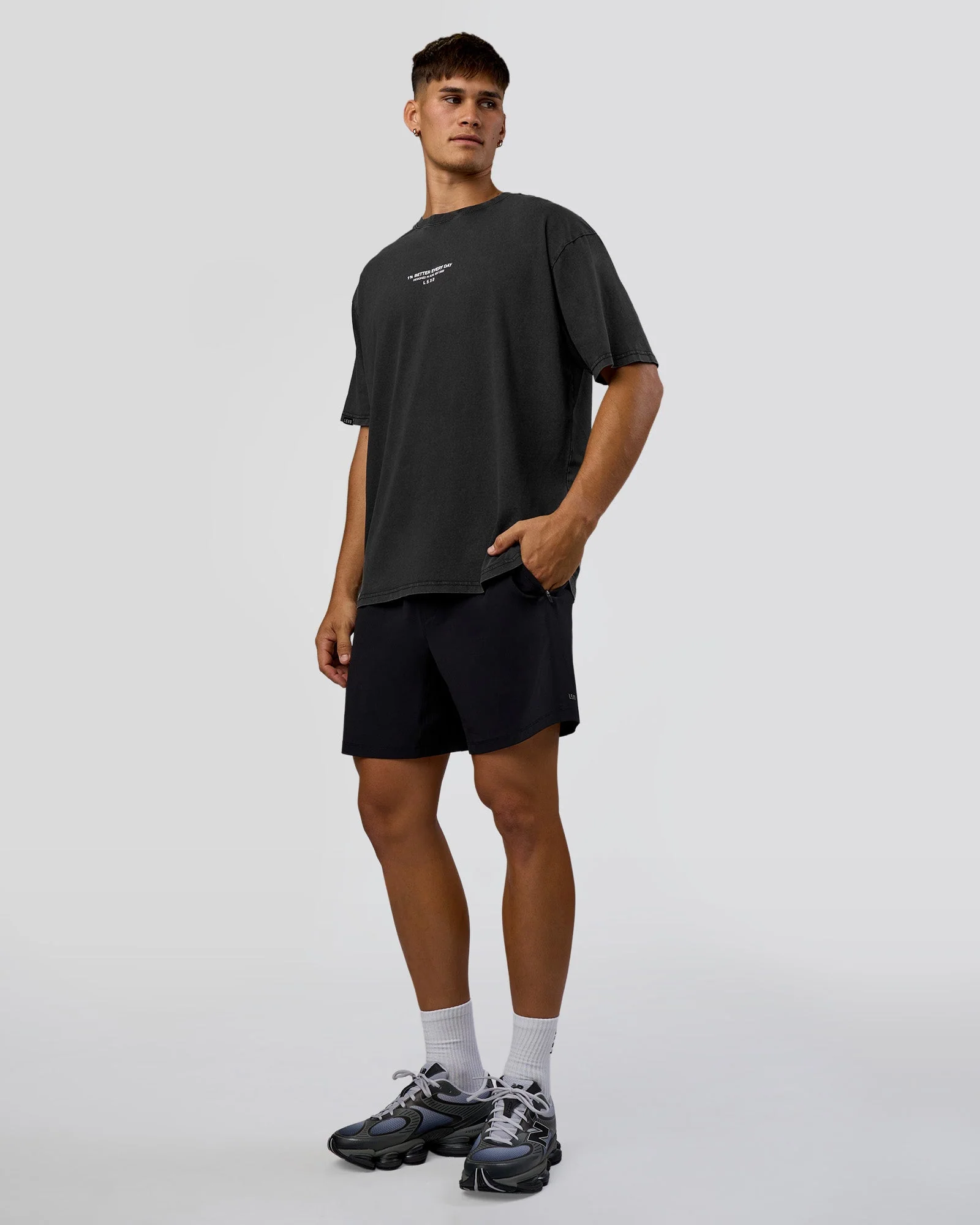 1% Better Every Day EST FLXCotton Oversized Tee - Black Washed - Image 3