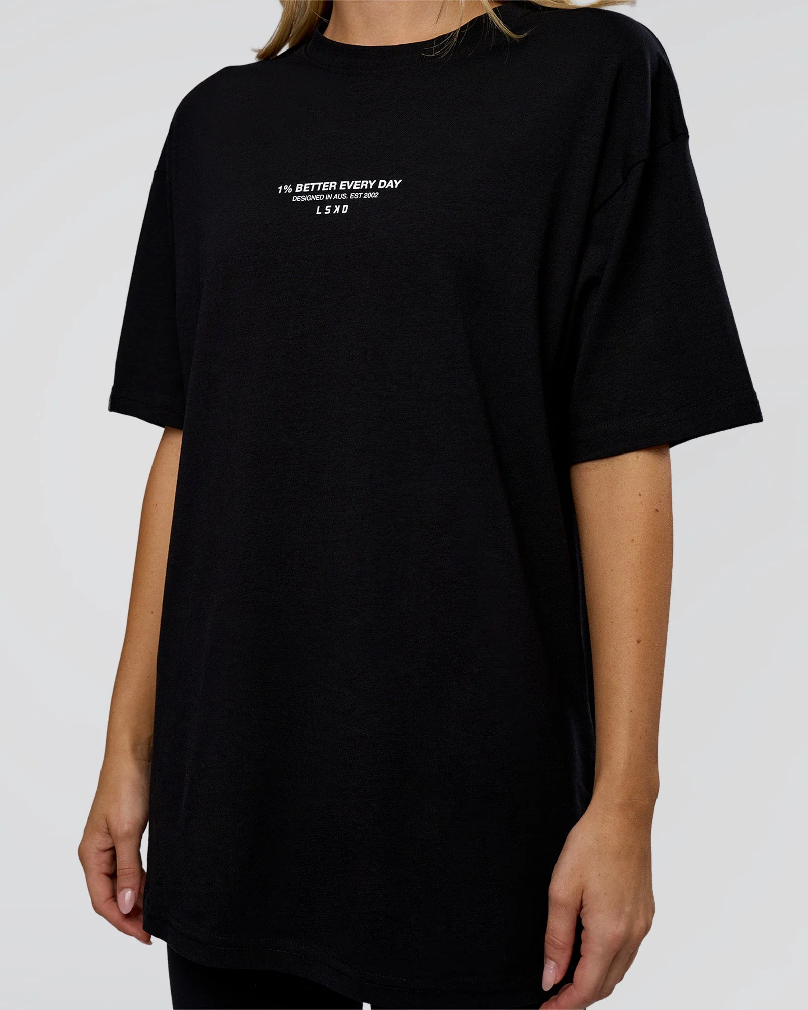1% Better Every Day EST FLXCotton Oversized Tee - Black - Image 9