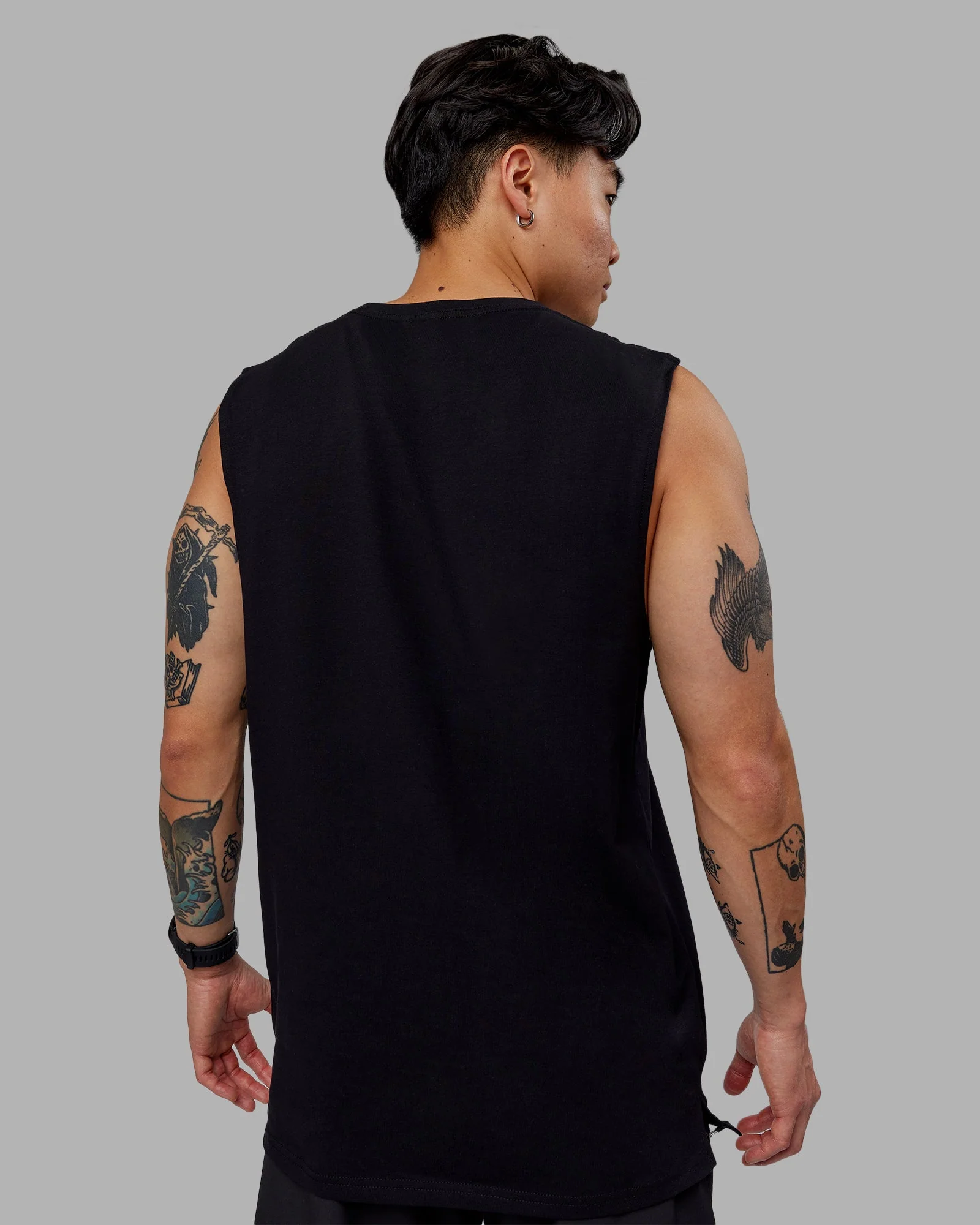 1% Better FLXCotton Training Fit Tank - Black-White - Image 3