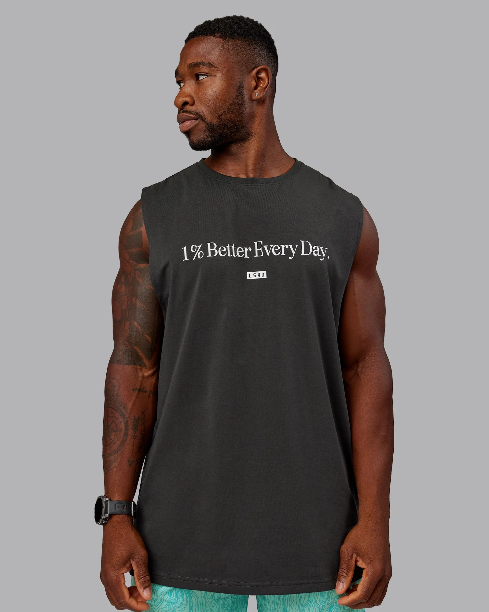 1% Better FLXCotton Training Fit Tank - Pirate Black - Image 2