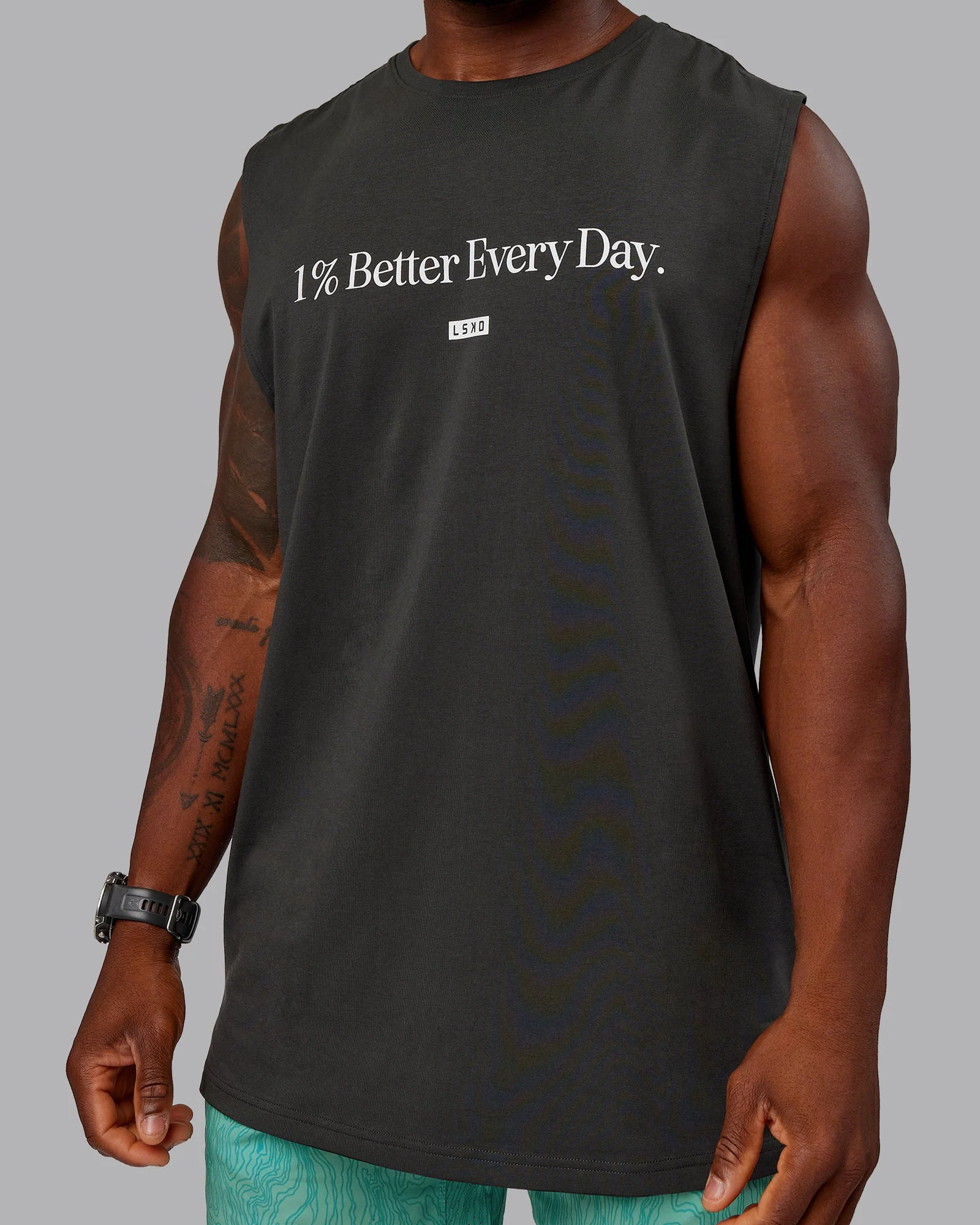 1% Better FLXCotton Training Fit Tank - Pirate Black - Image 5