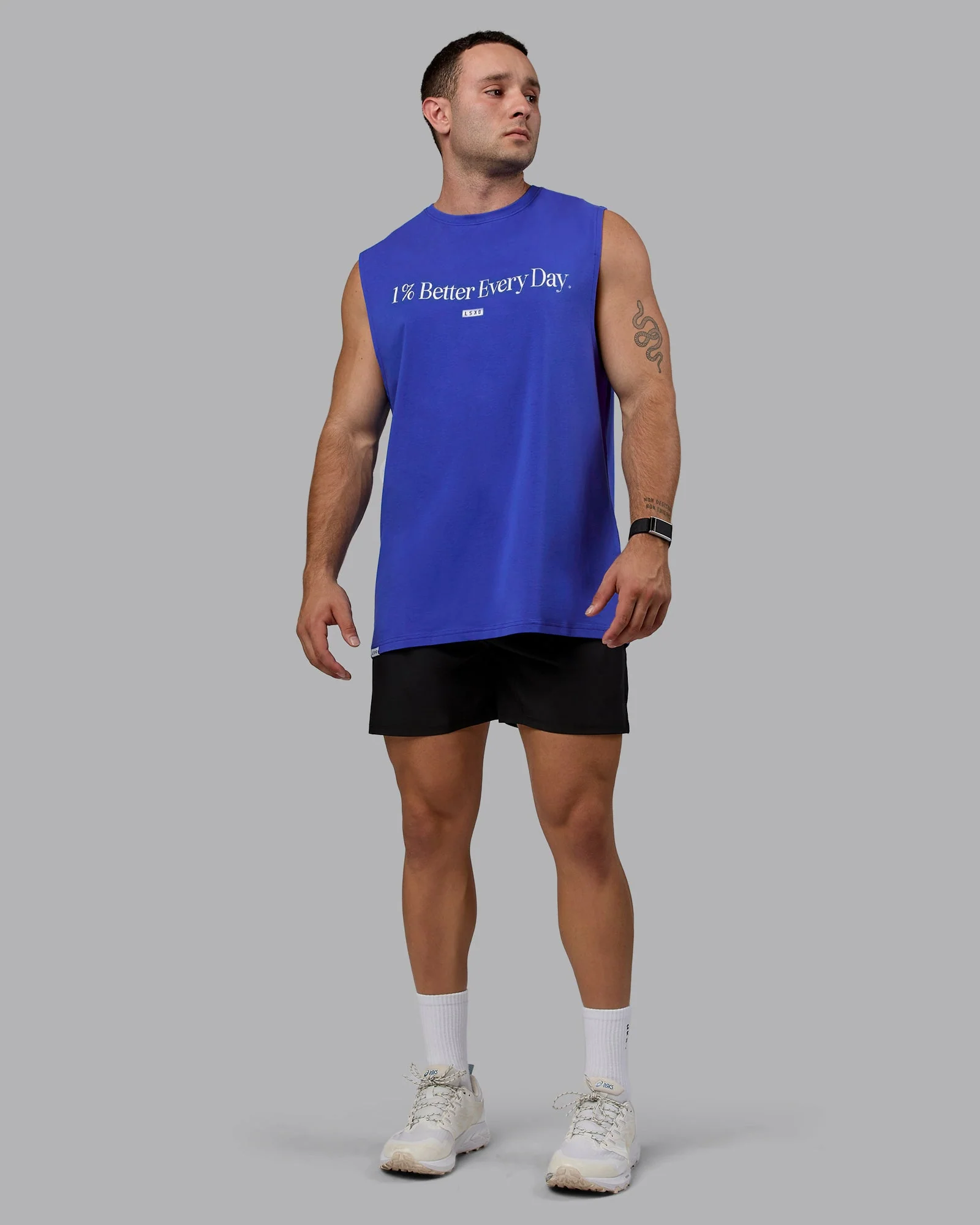 1% Better FLXCotton Training Fit Tank - Power Cobalt - Image 2