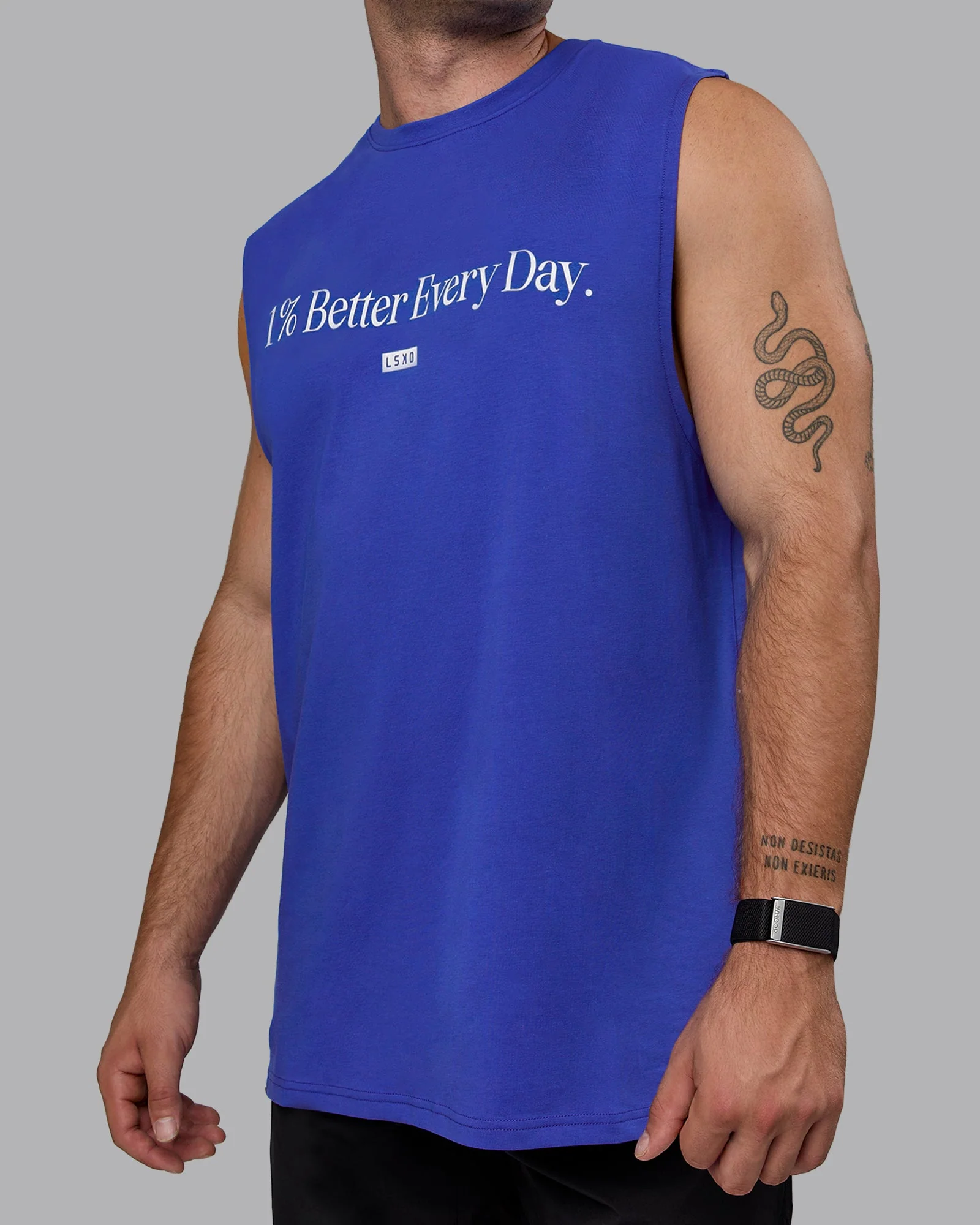 1% Better FLXCotton Training Fit Tank - Power Cobalt - Image 4