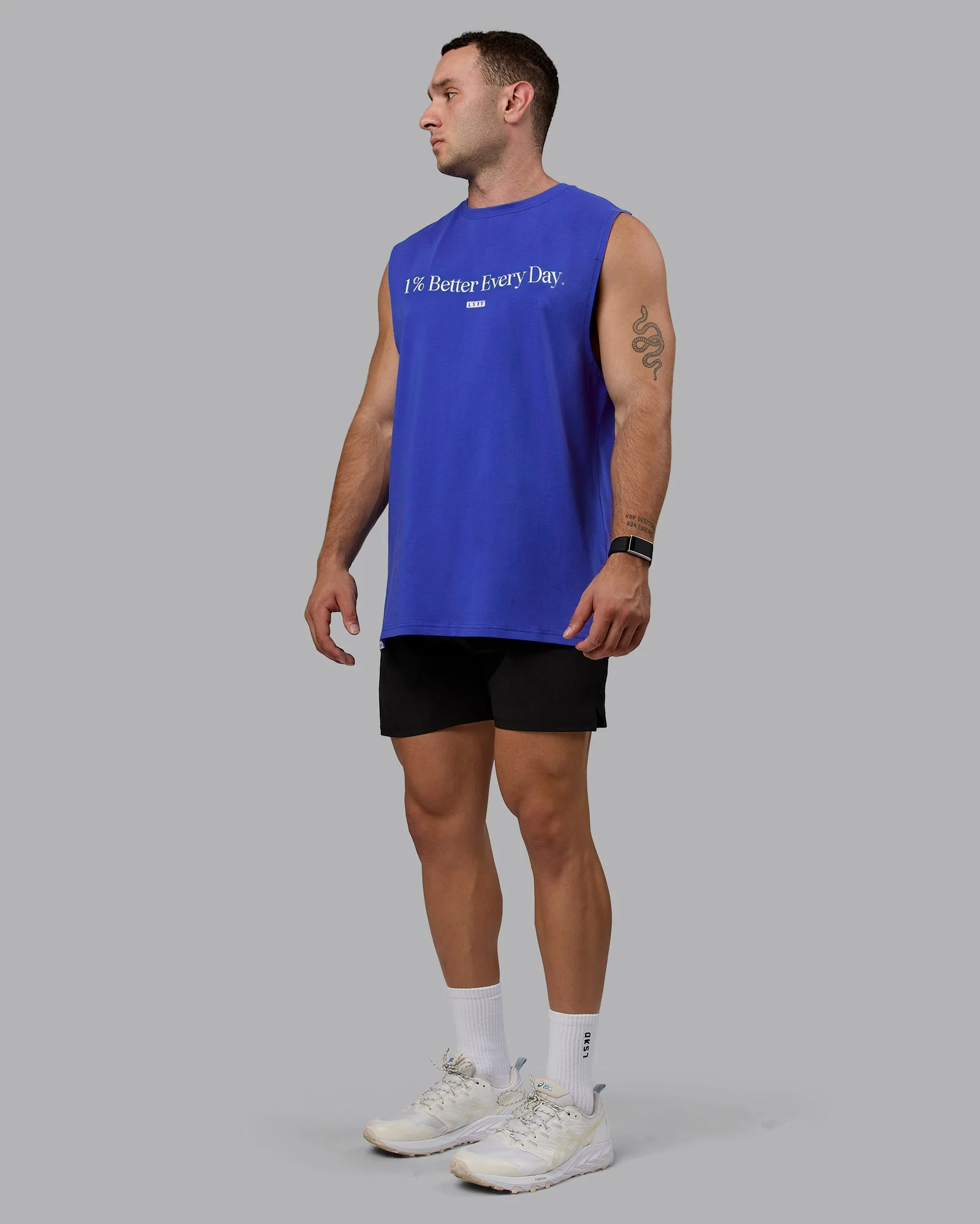 1% Better FLXCotton Training Fit Tank - Power Cobalt - Image 5