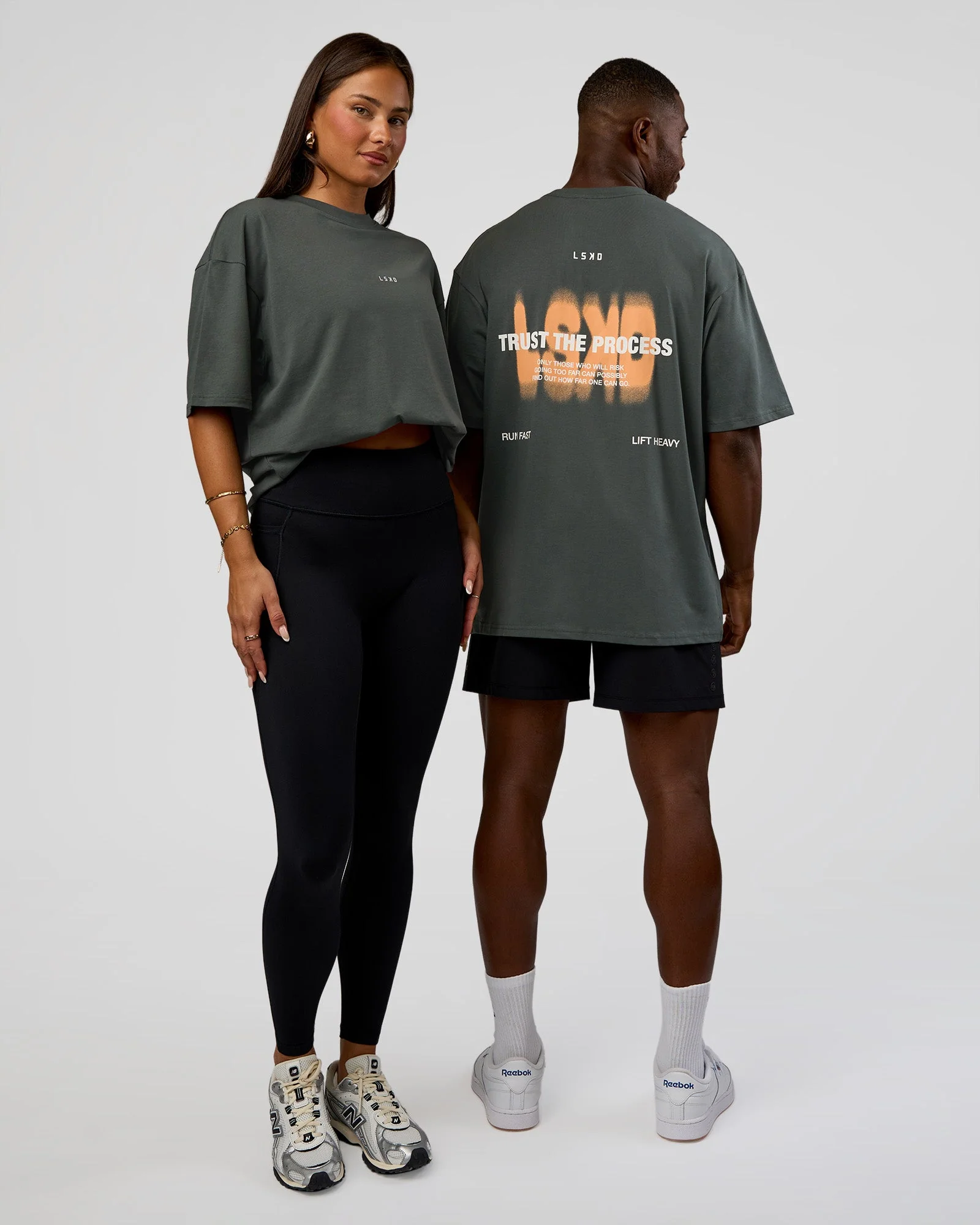 Abstract Haze FLXCotton Tee - Carbon Green-Cantaloupe