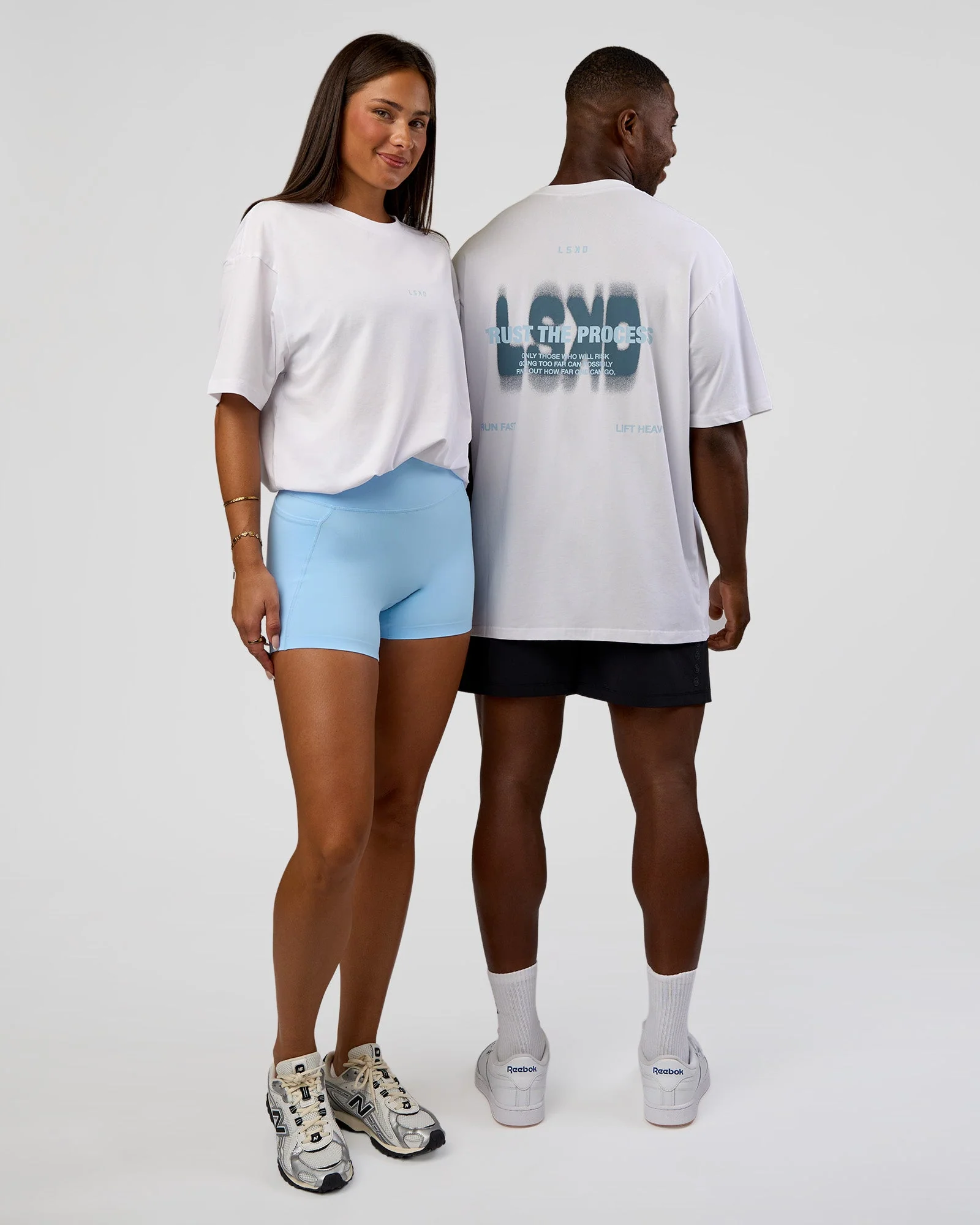 Abstract Haze FLXCotton Tee - White-Blue Aura
