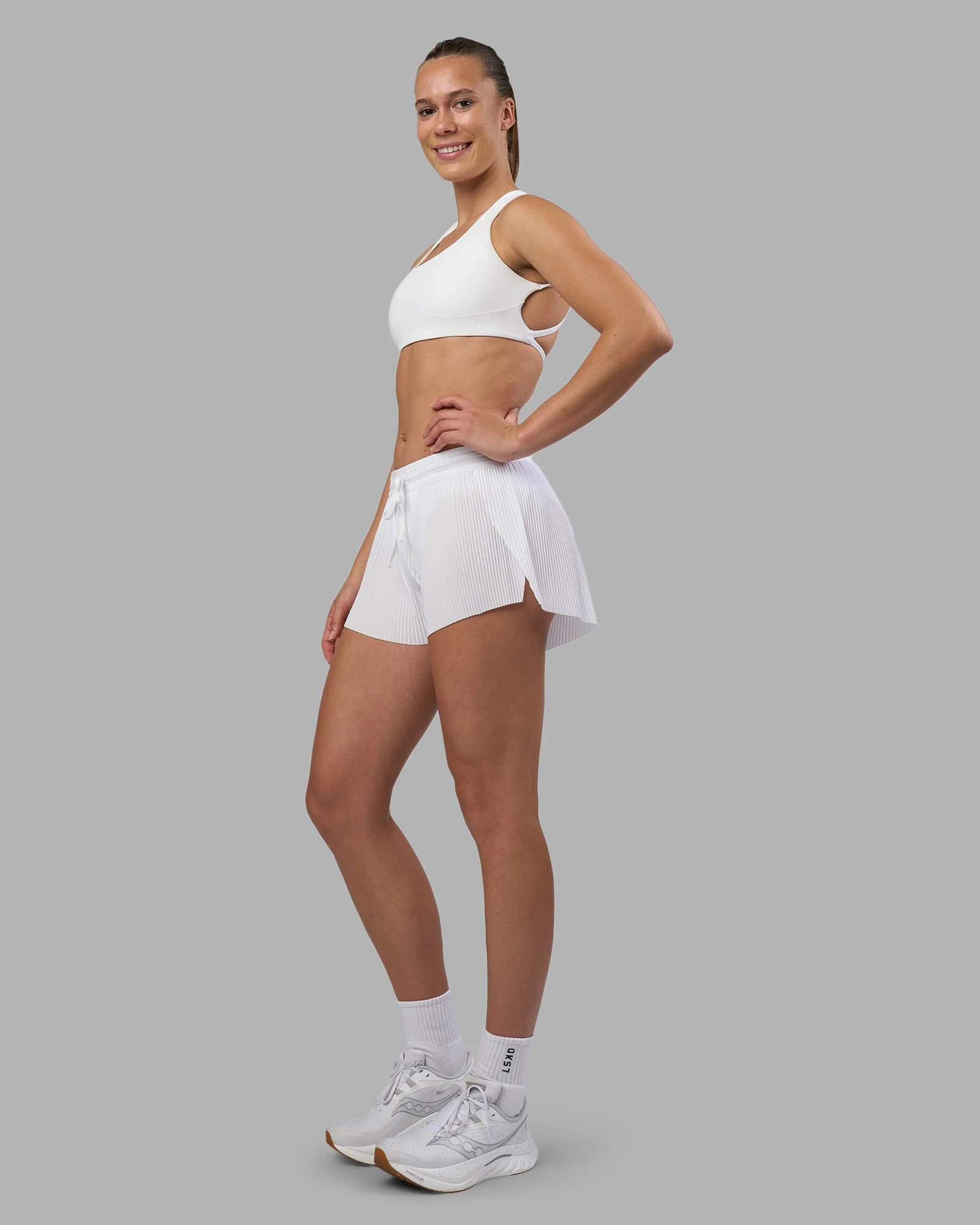 Accelerate 3" Pleated Mid-Rise Running Short - White - Image 2