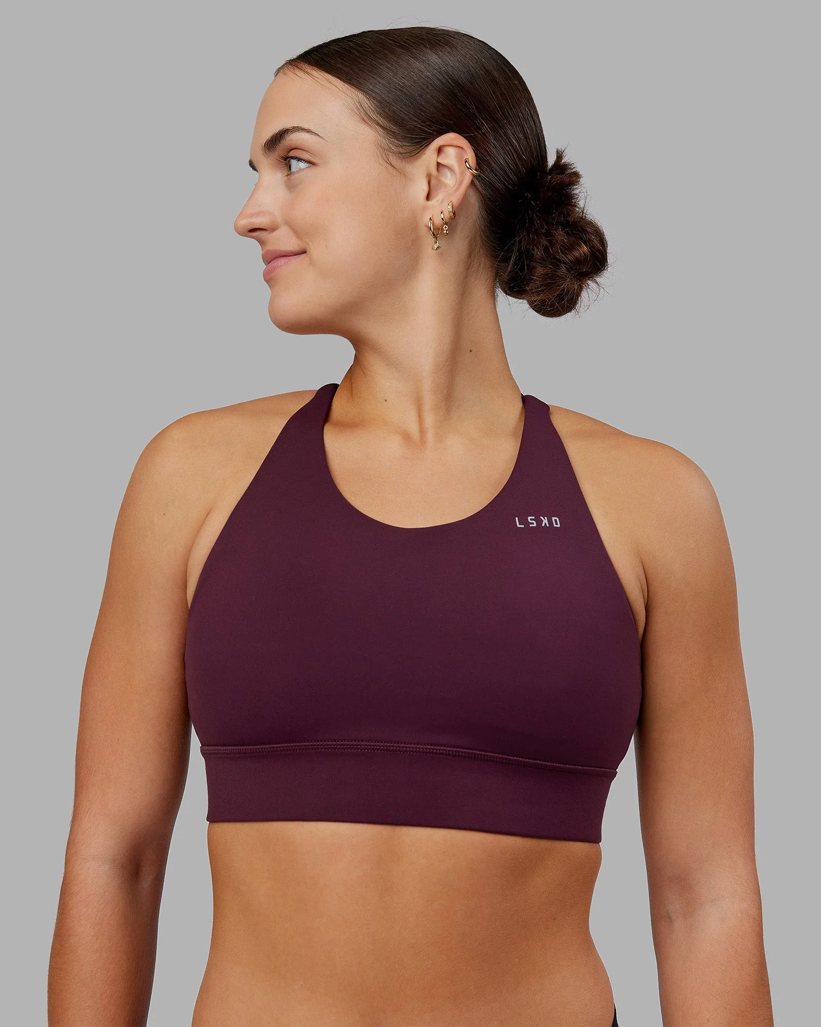 Accelerate Split Strap Sports Bra - Cherry Lacquer