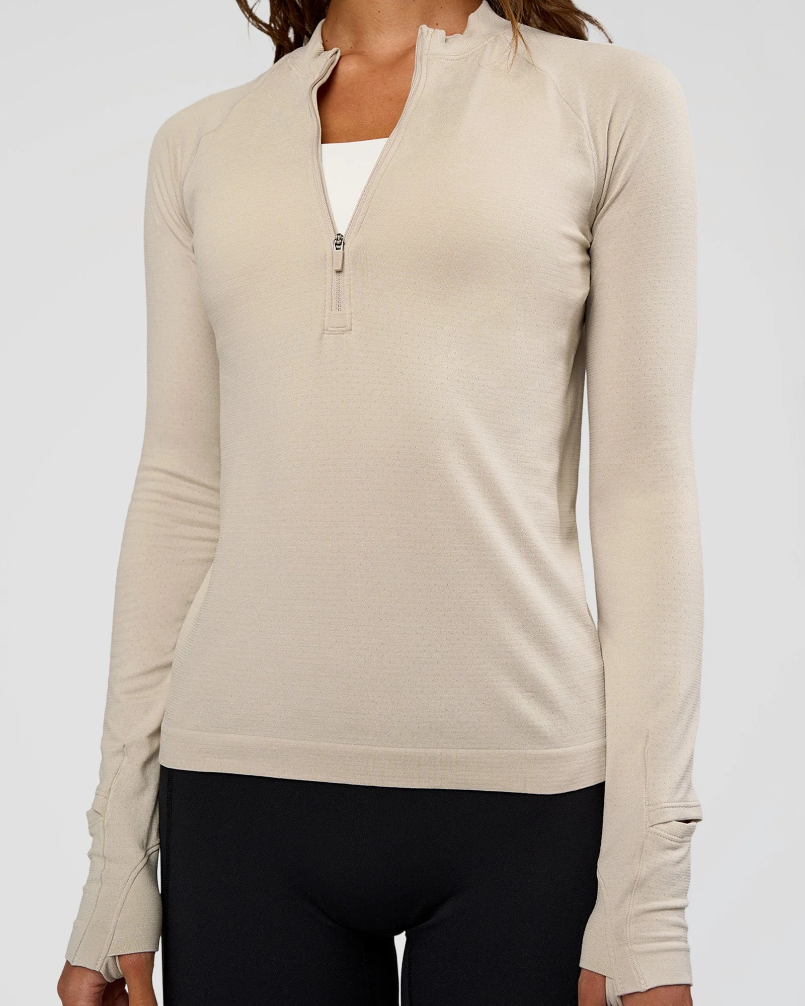 AeroFLX+ Long Sleeve Half Zip - Shale Beige/Shale Beige - Image 4