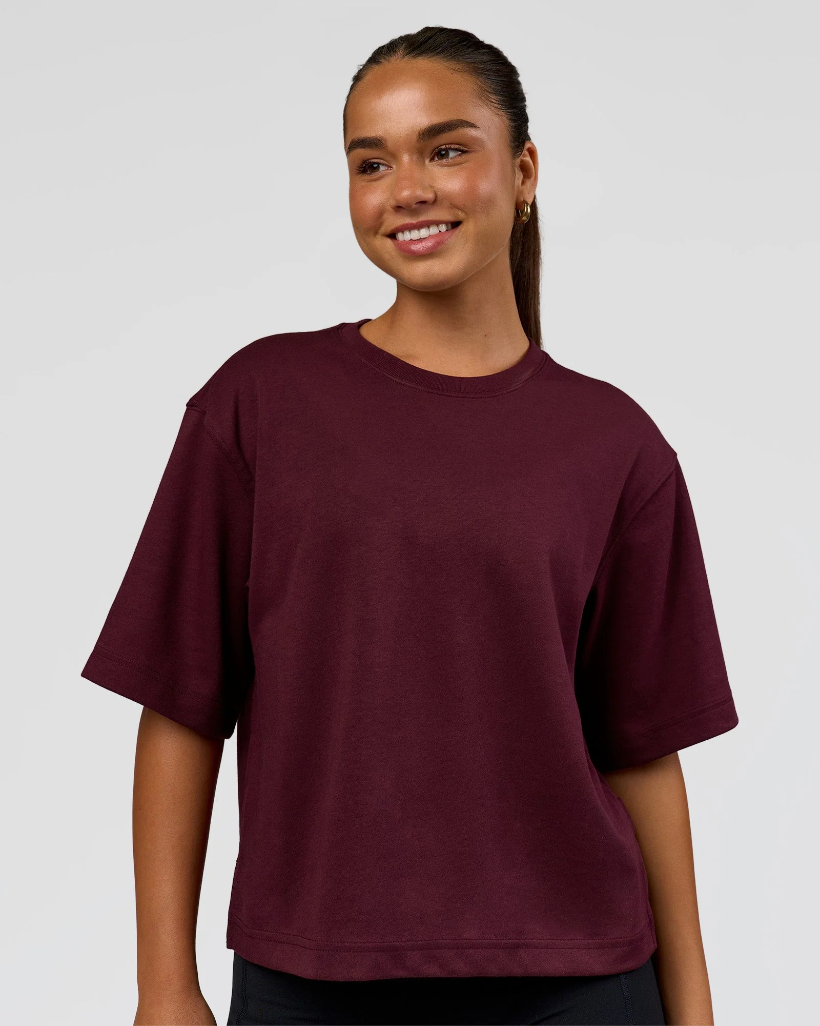 AfterDark ZeroCrease Cropped Tee - Cherry Lacquer