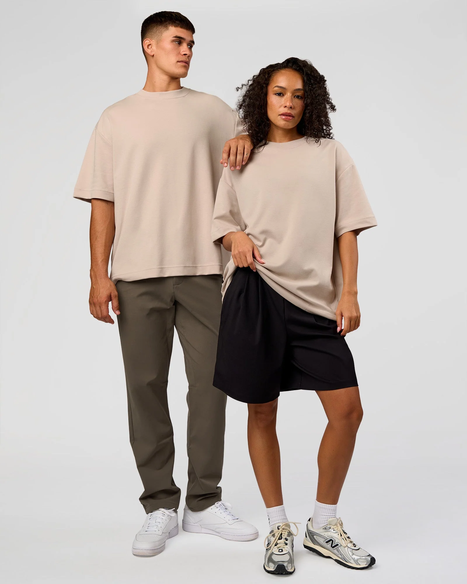 AfterDark ZeroCrease Oversized Tee - Shale Beige
