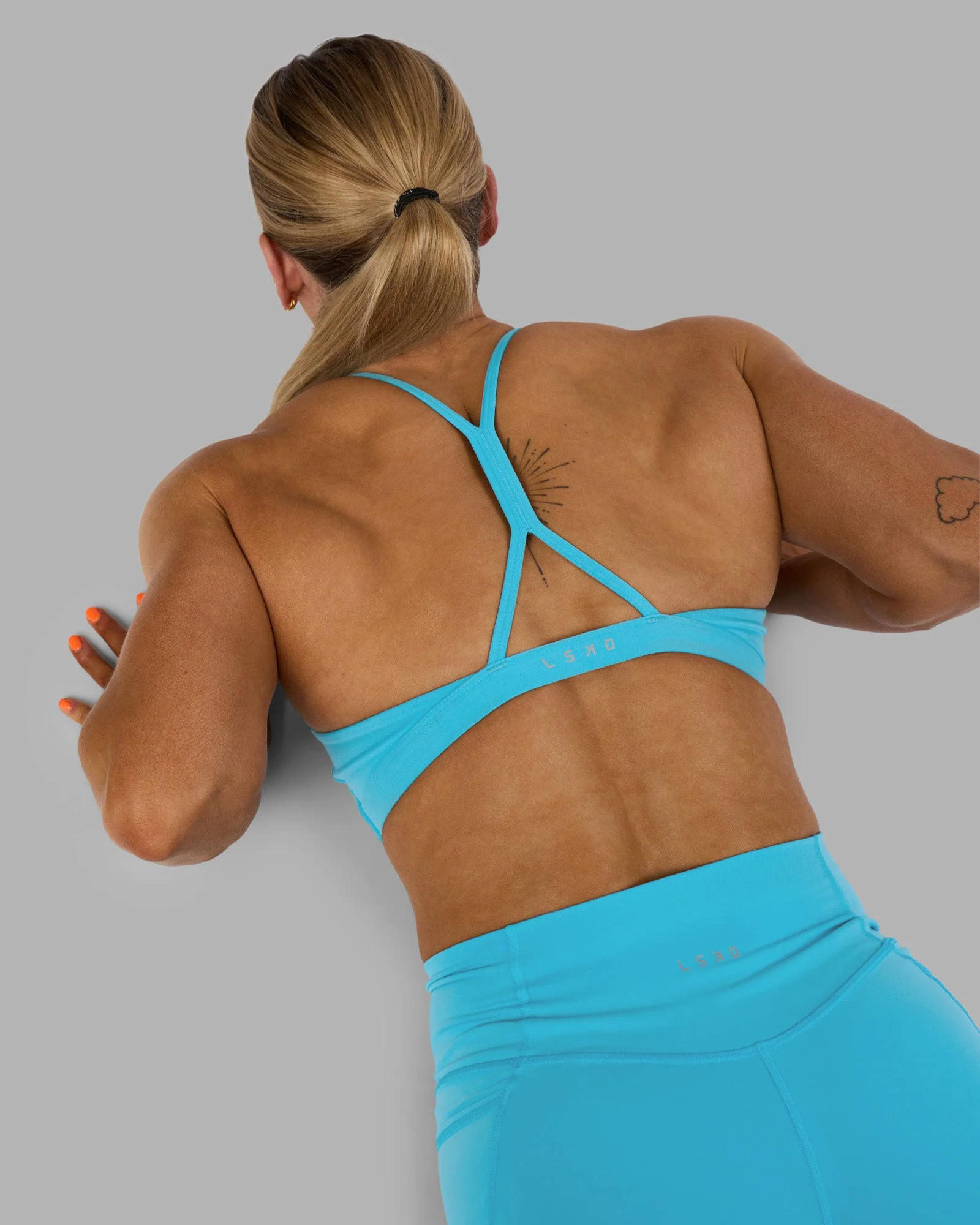AMRAP High Neck Sports Bra - Blue Atoll - Image 3
