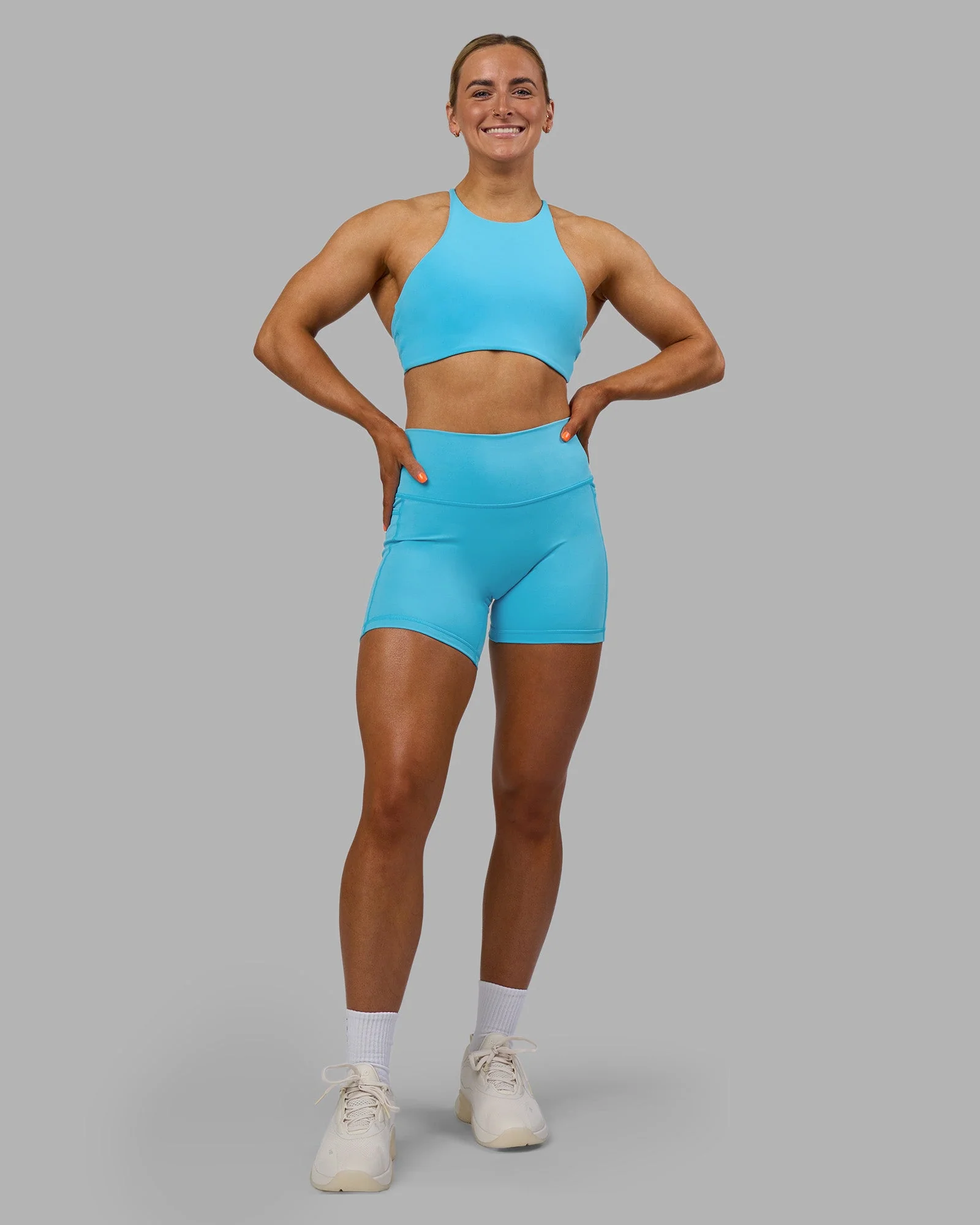 AMRAP High Neck Sports Bra - Blue Atoll - Image 8