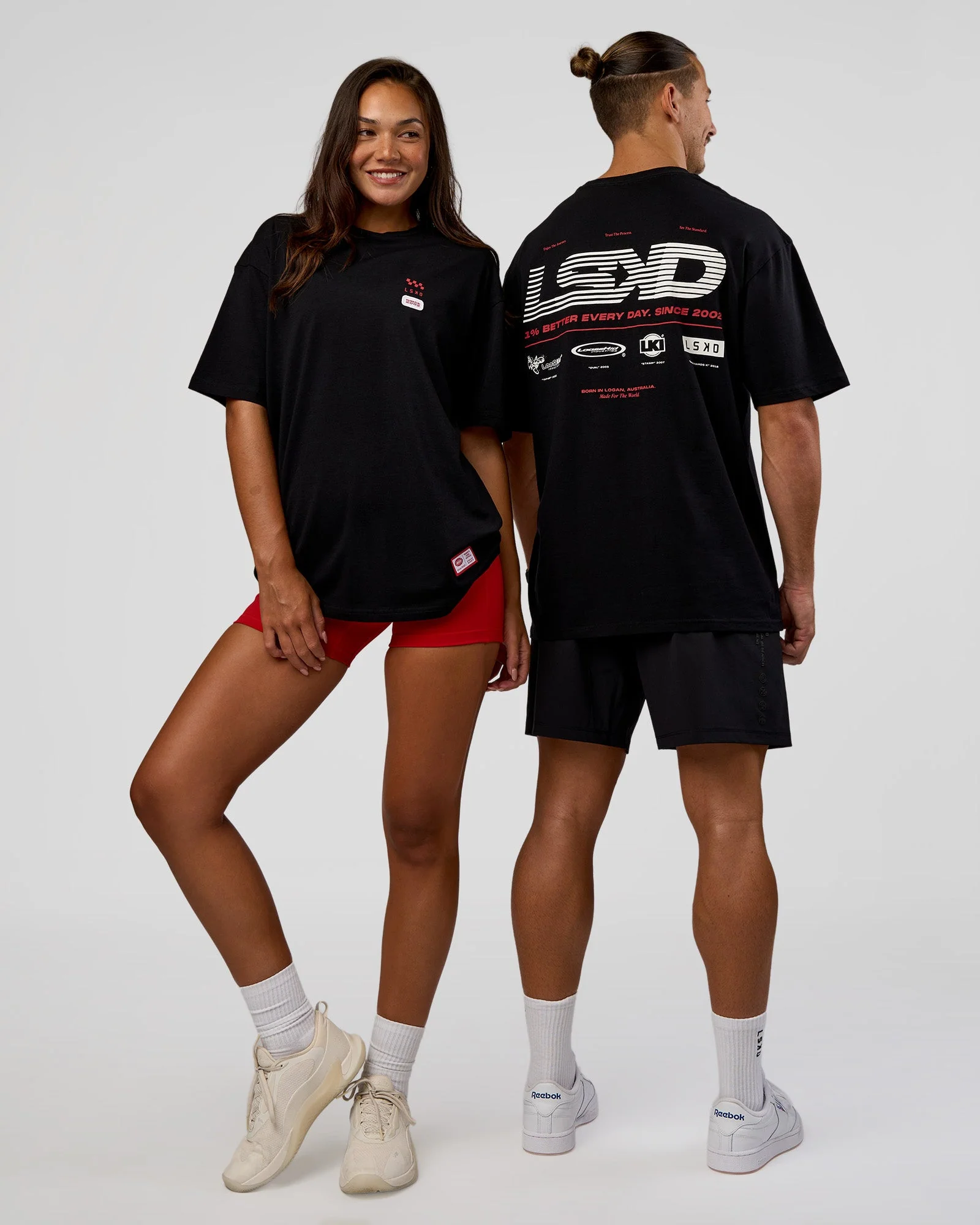 Archive FLXCotton Oversized Tee - Black-Scarlet