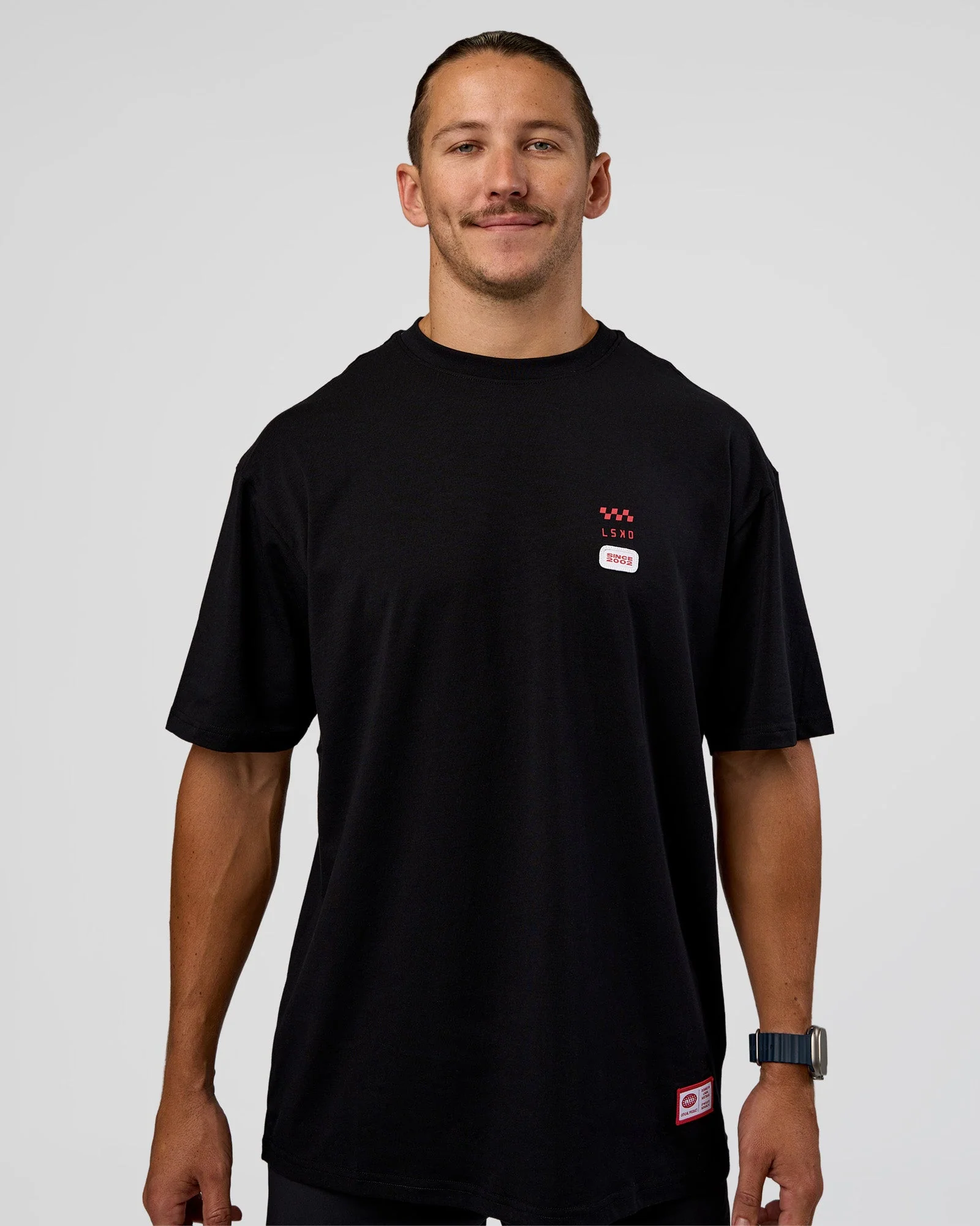 Archive FLXCotton Oversized Tee - Black-Scarlet - Image 3
