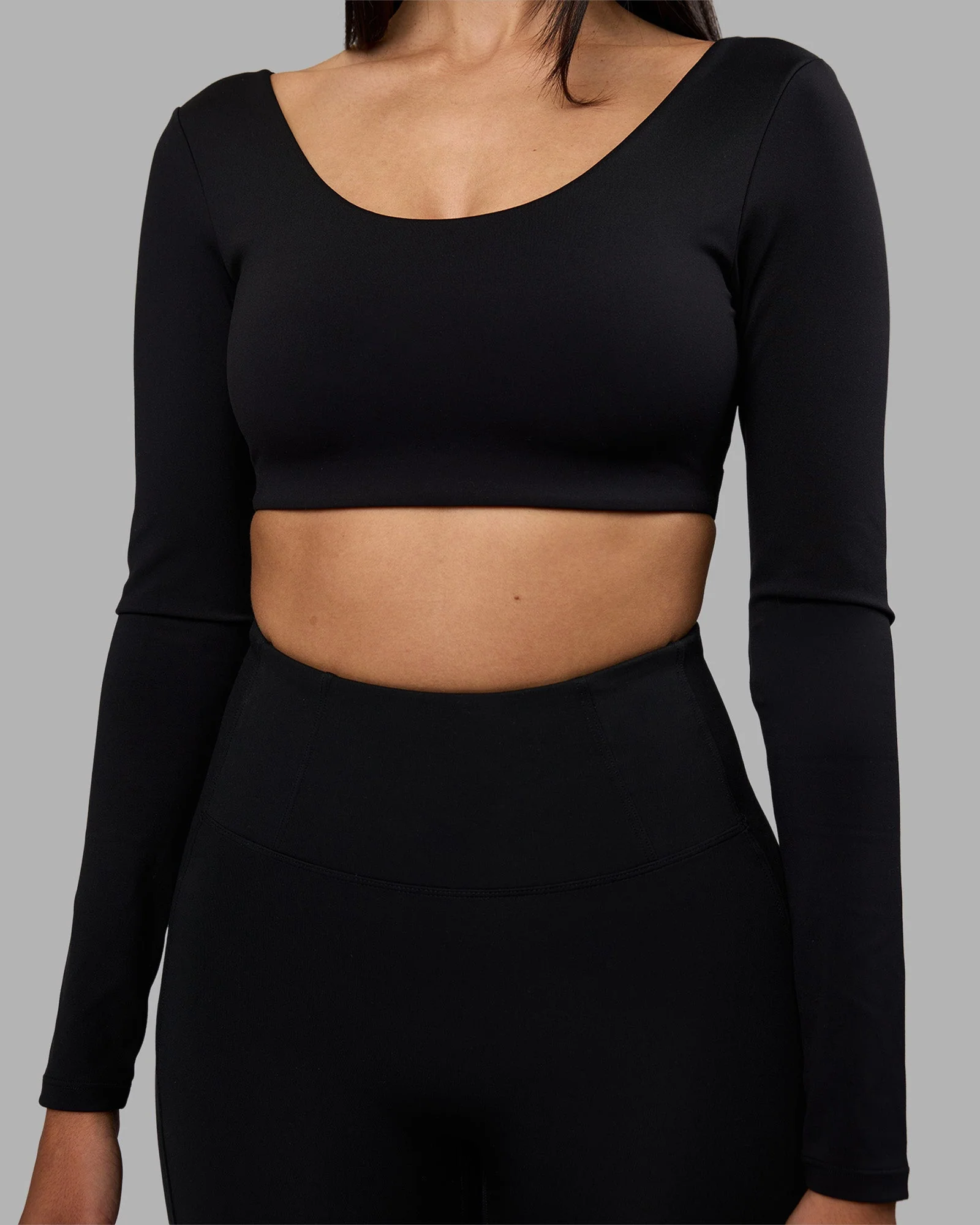 Aria Long Sleeve Sports Bra - Black - Image 4