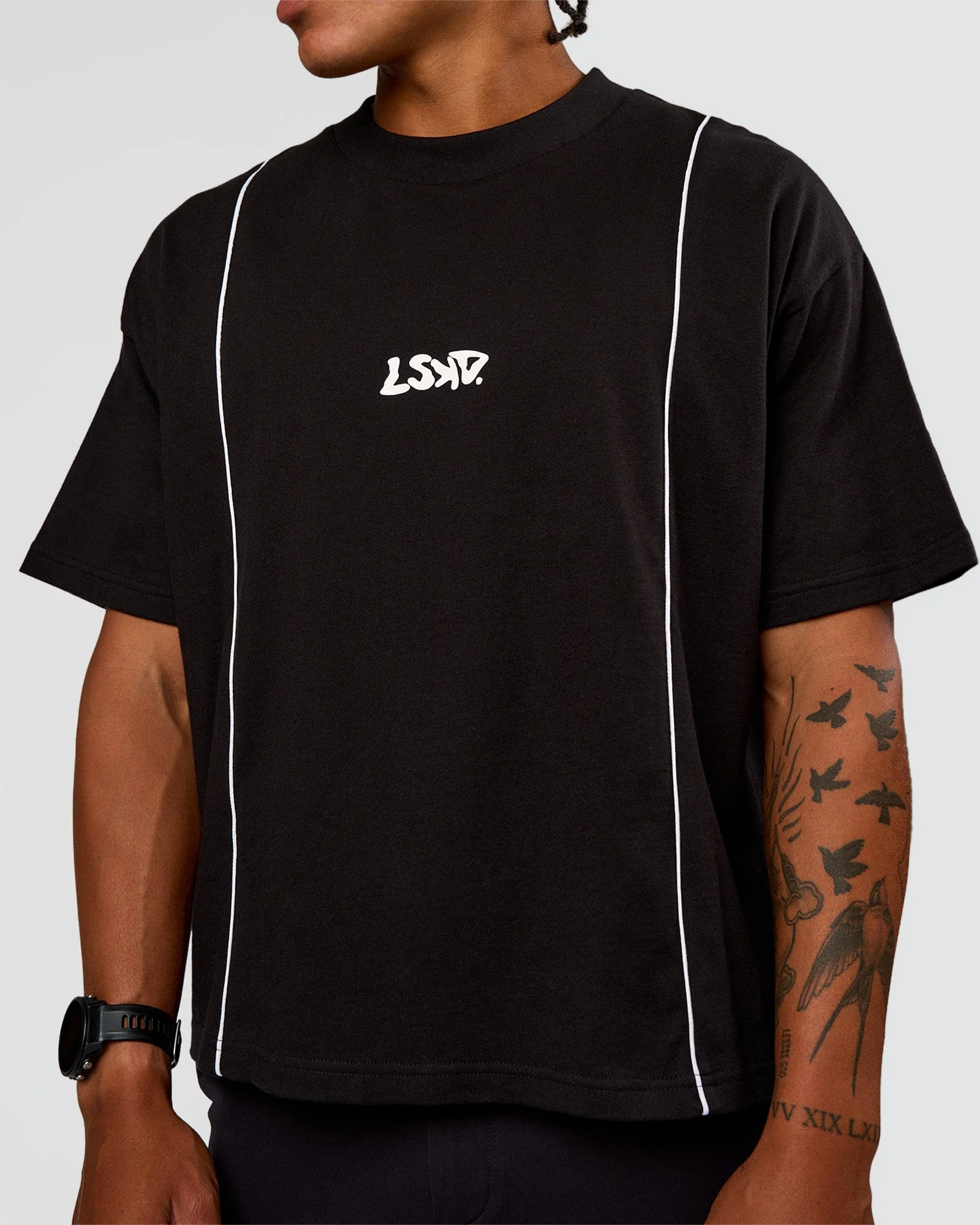 Axis Heavyweight Oversized Boxed Tee - Black-White - Image 9