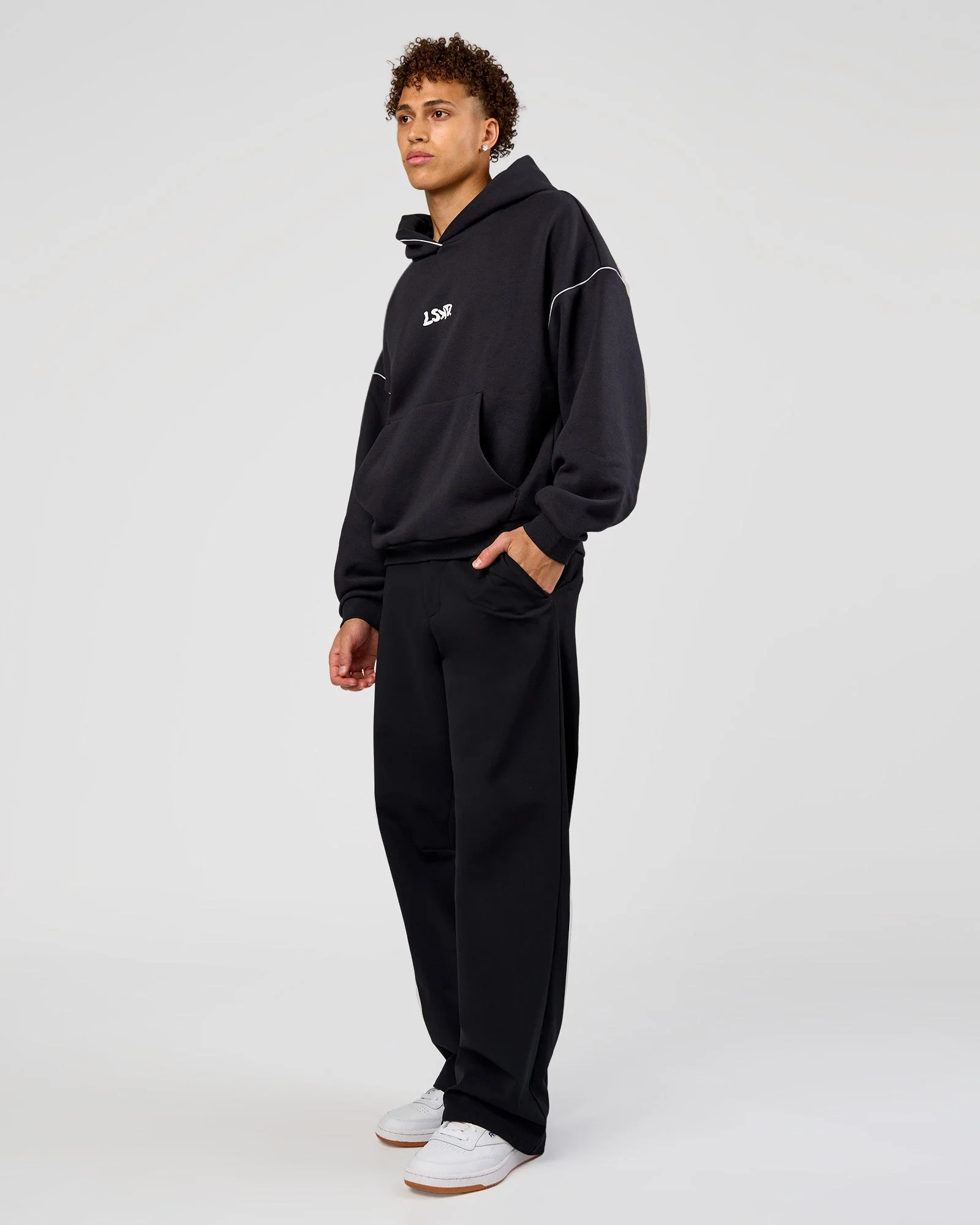 Axis Oversized Hoodie - Caviar-White - Image 3