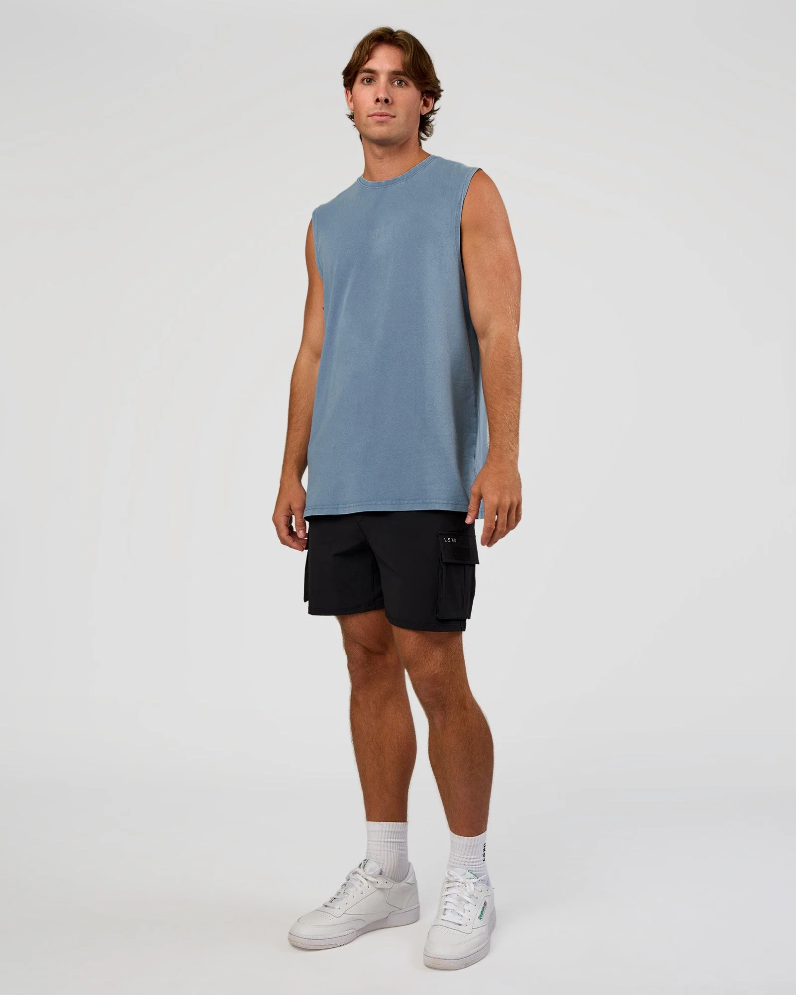 Base FLXCotton Tank Regular Fit +2cm - Elemental Blue Washed - Image 4