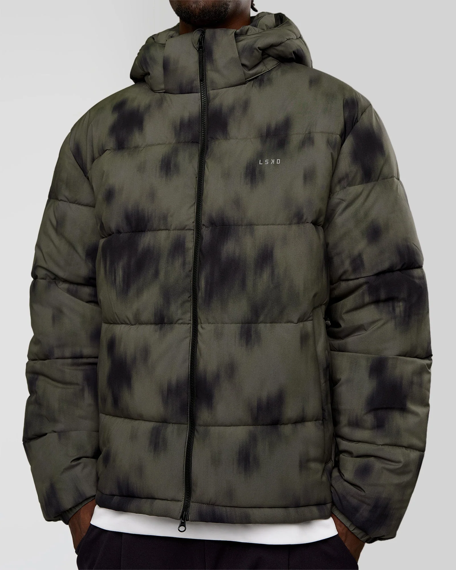 Base Puffer Jacket - Camo Washed Walnut Grey - Image 7