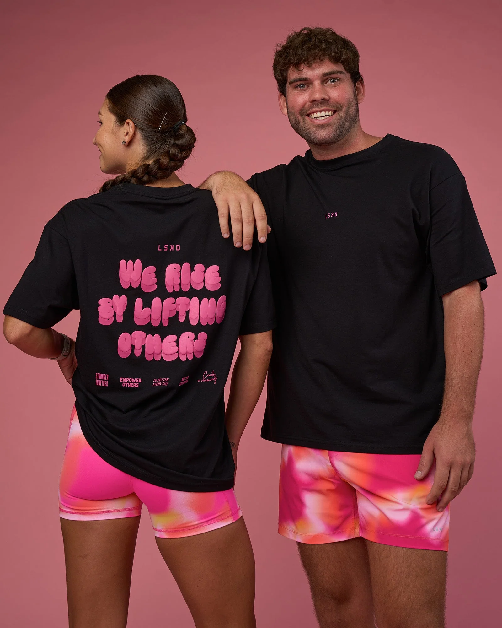 BCAM FLXCotton Oversized Tee - Black-Ultra Pink