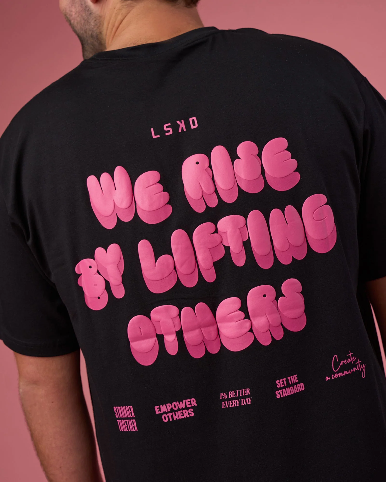 BCAM FLXCotton Oversized Tee - Black-Ultra Pink - Image 3