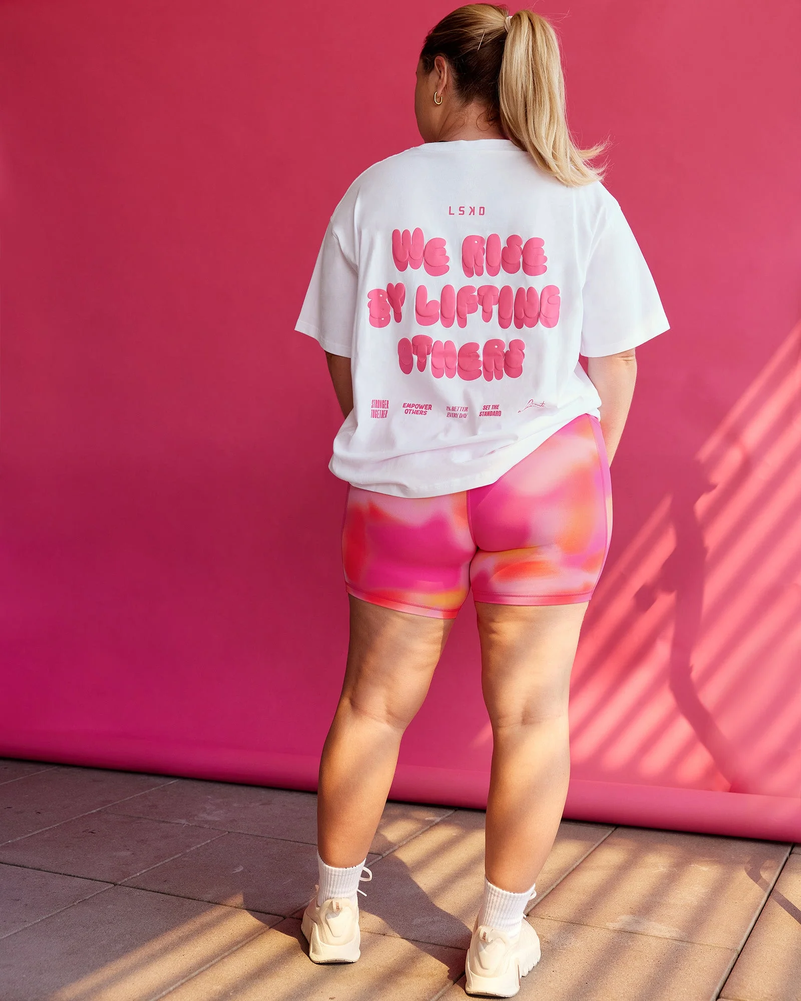 BCAM Go-To FLXCotton Oversized Tee - White-Ultra Pink - Image 5