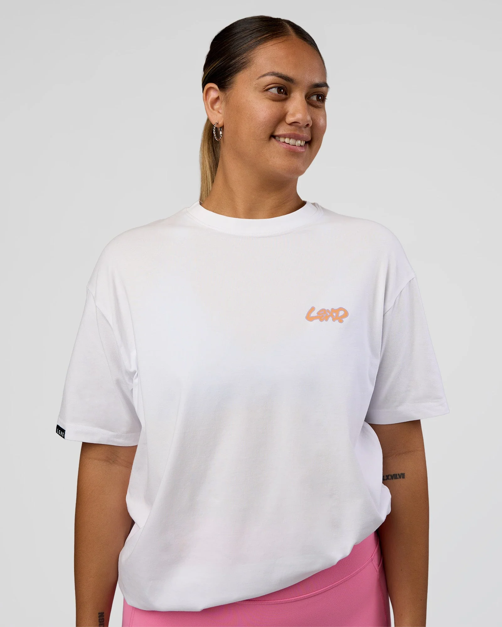 Break Through FLXCotton Oversized Tee - White-Pale Lilac - Image 10
