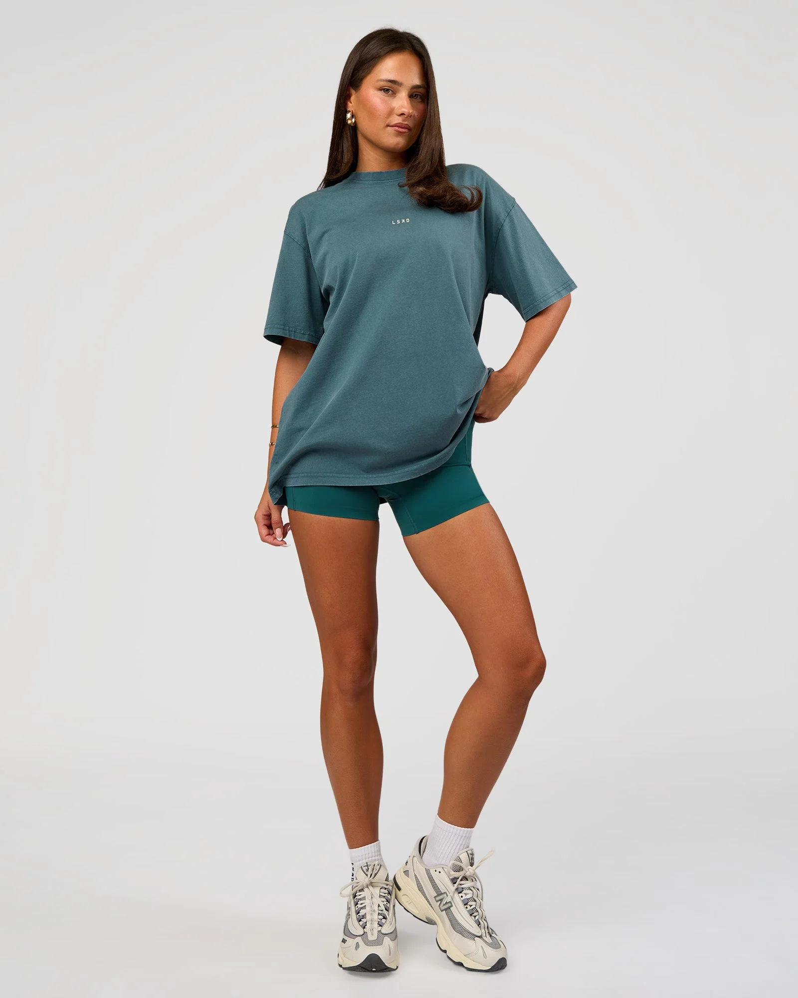 Built On Values Oversized Washed Tee - Transformative Teal Washed-White - Image 3