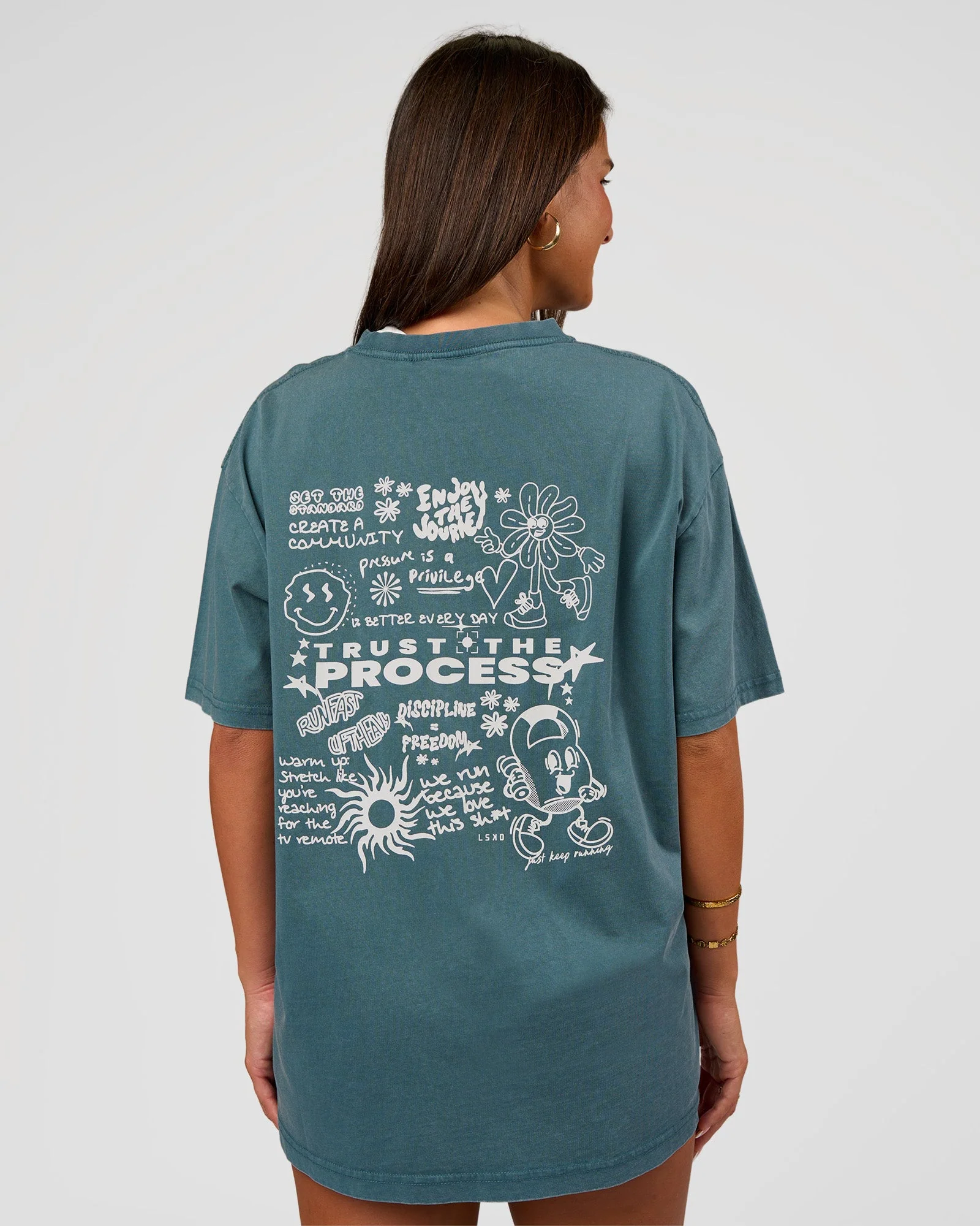 Built On Values Oversized Washed Tee - Transformative Teal Washed-White - Image 4