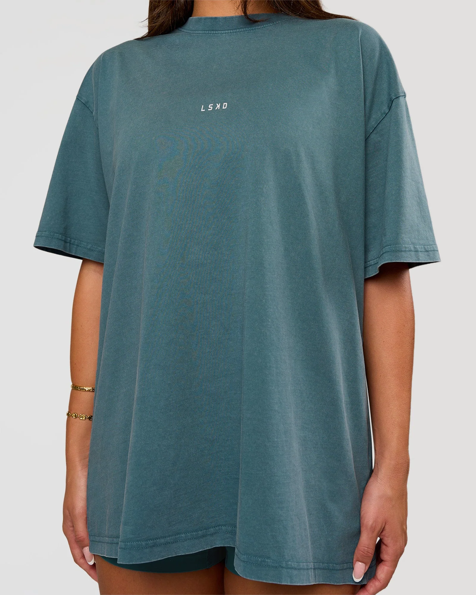 Built On Values Oversized Washed Tee - Transformative Teal Washed-White - Image 5