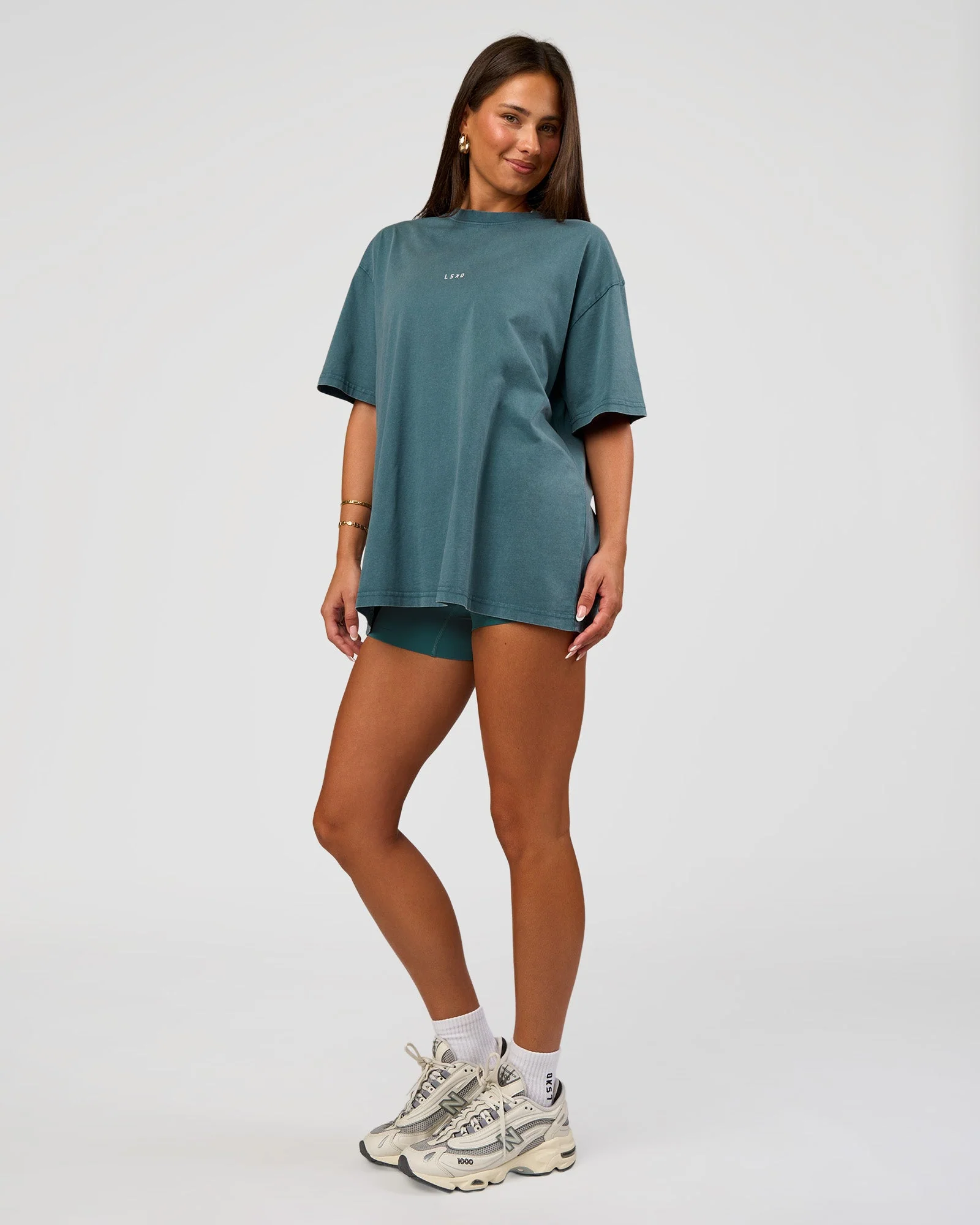 Built On Values Oversized Washed Tee - Transformative Teal Washed-White - Image 6