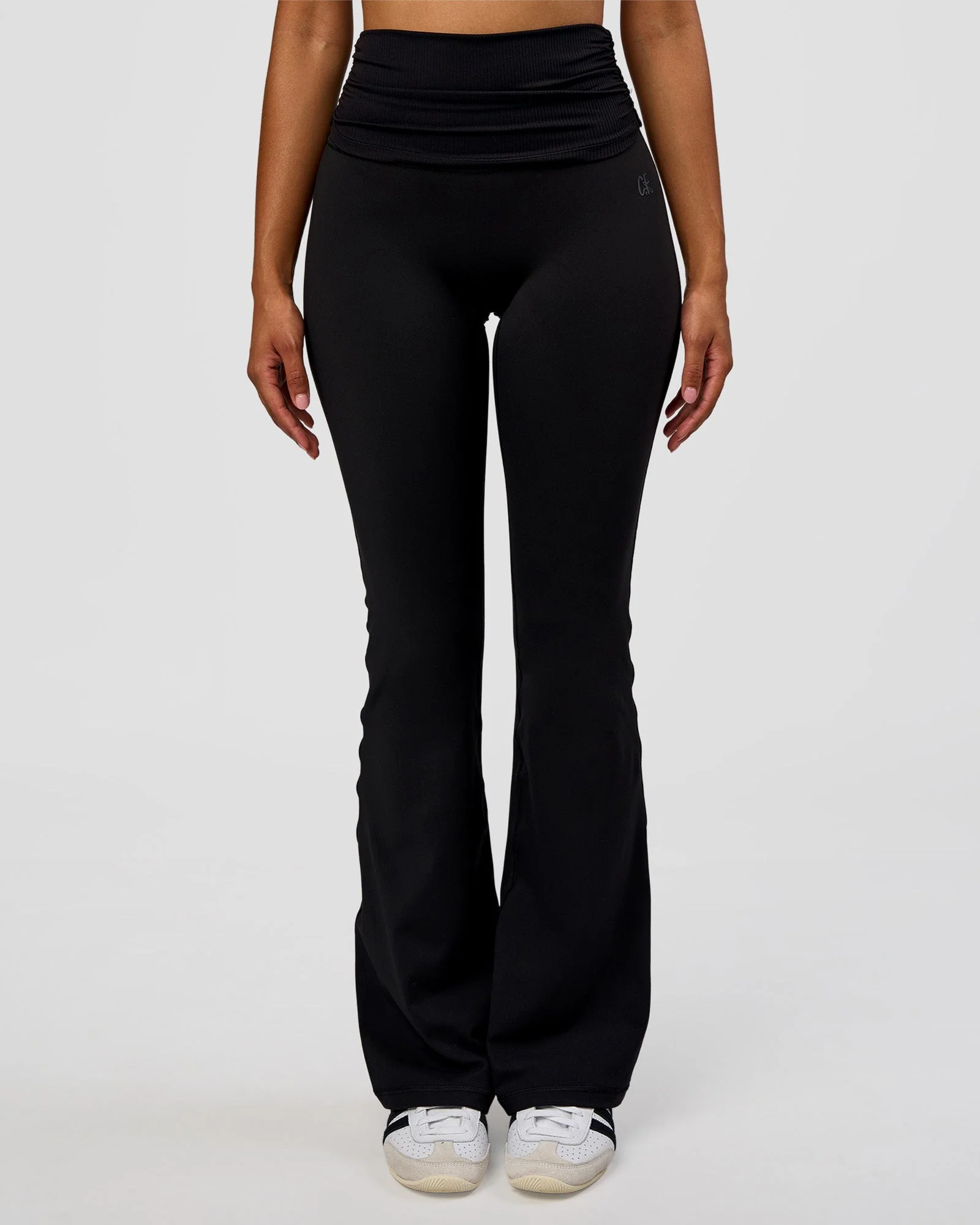 CF Fold Over High-Rise Flared Legging - Black - Image 2
