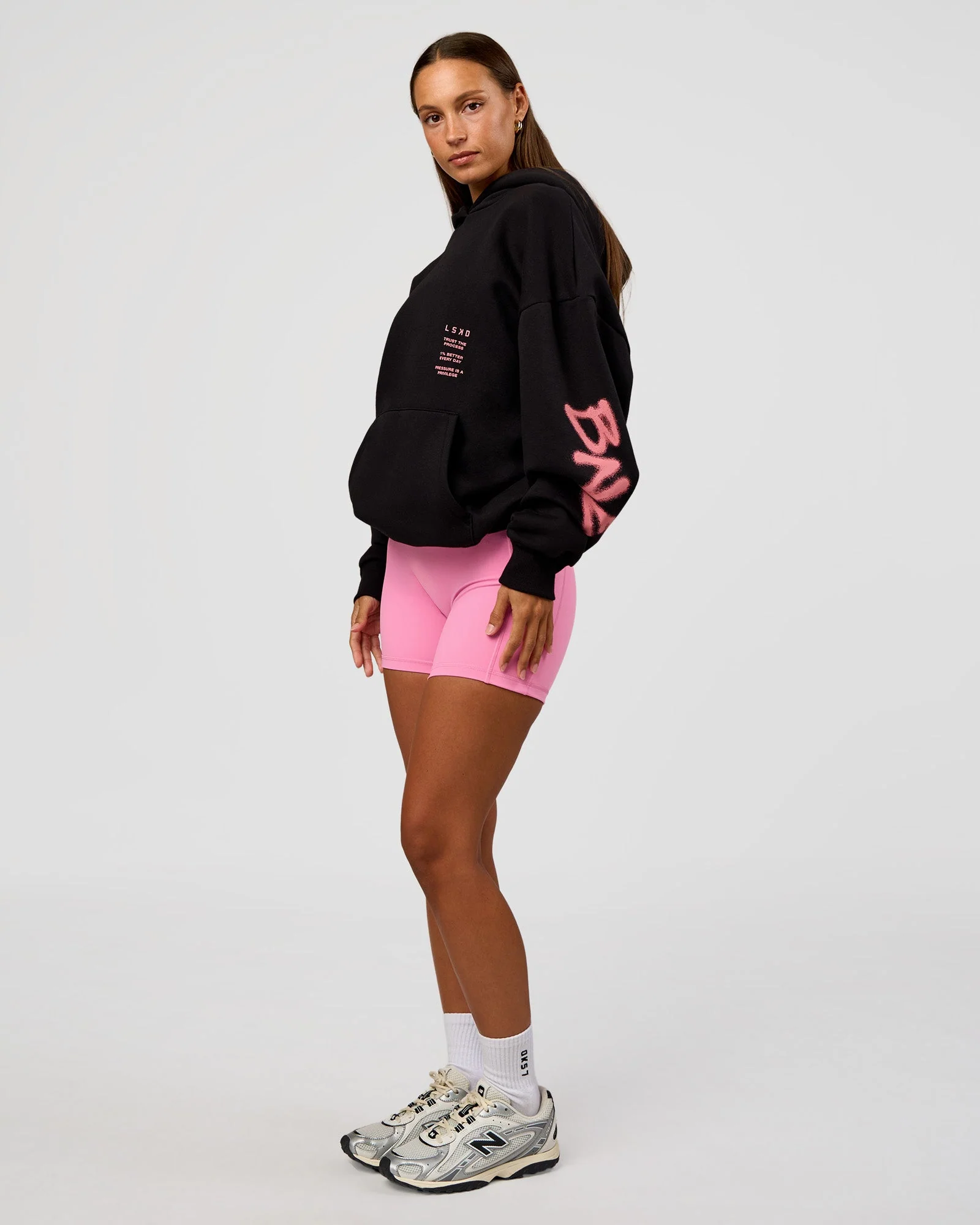 CFT BNE 26 Unisex Oversized Hoodie - Black-Candy Pink - Image 11