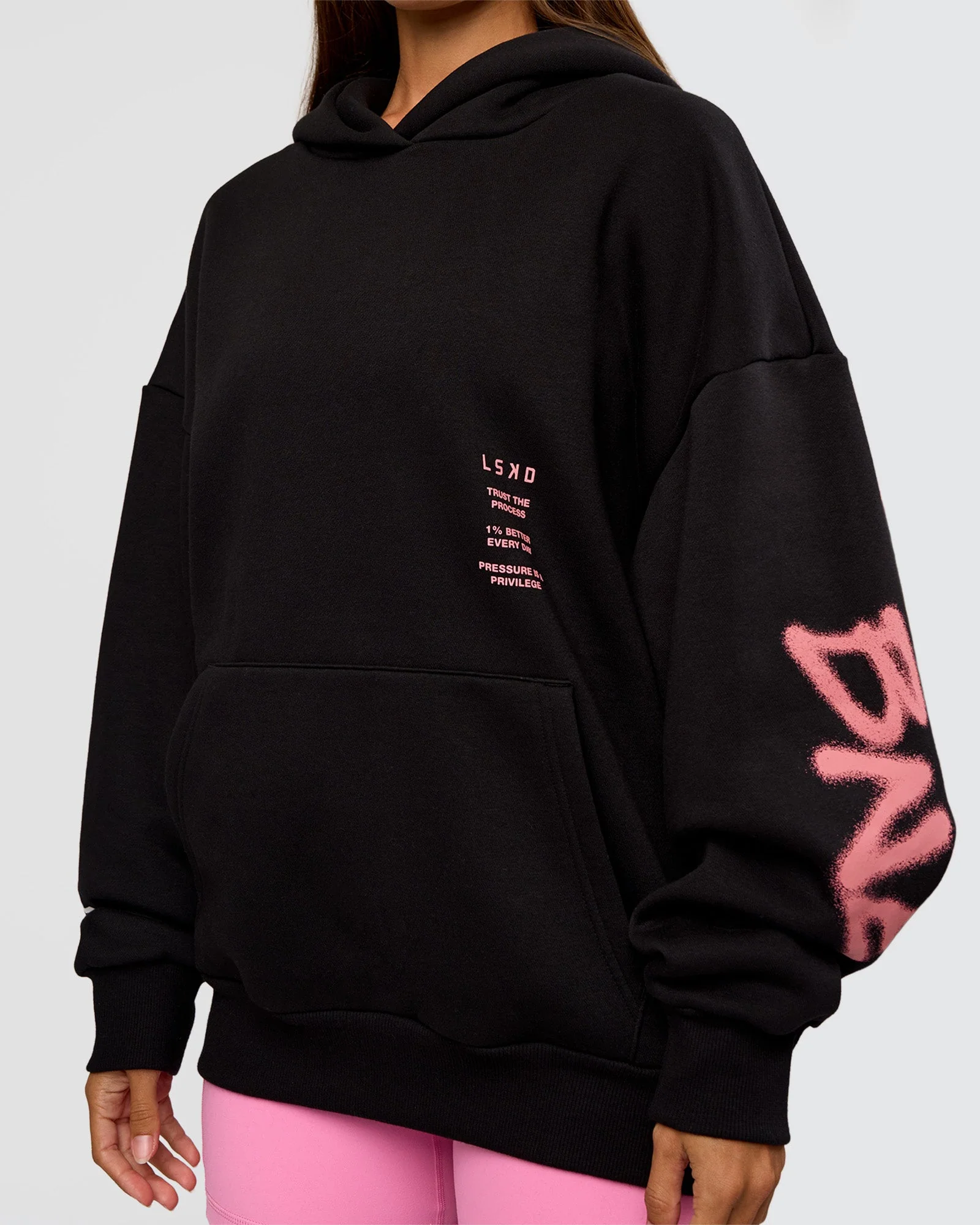 CFT BNE 26 Unisex Oversized Hoodie - Black-Candy Pink - Image 12