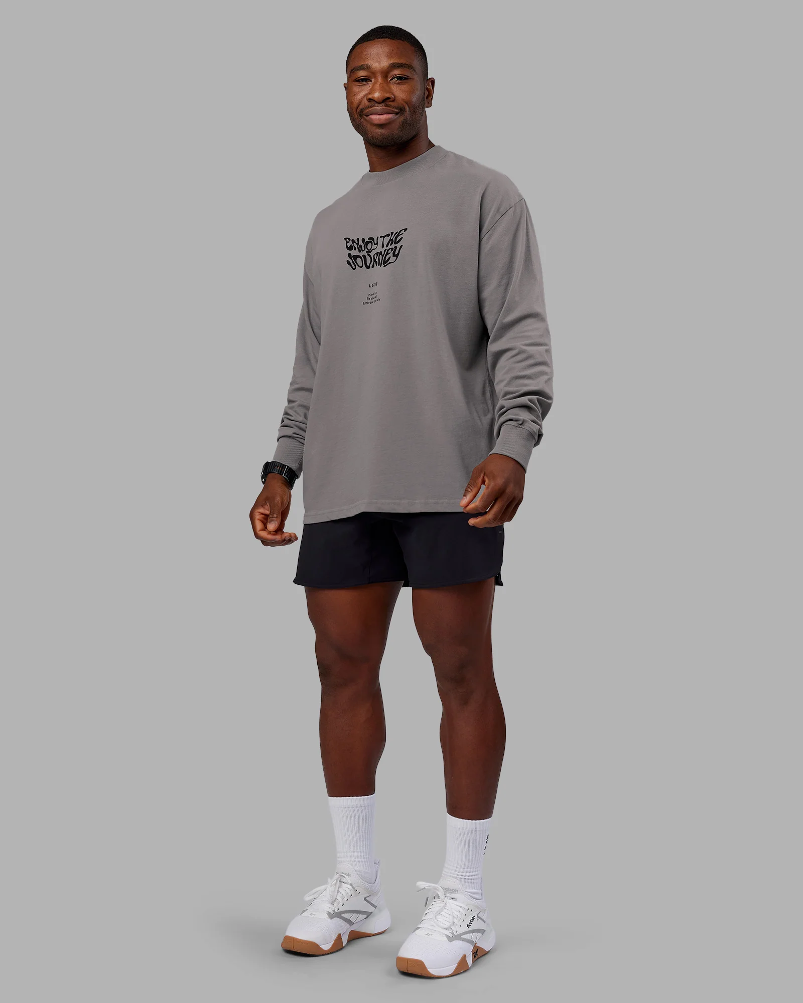 Chrome Washed Heavyweight Oversized Long Sleeve Tee - Circular Grey-Black - Image 2