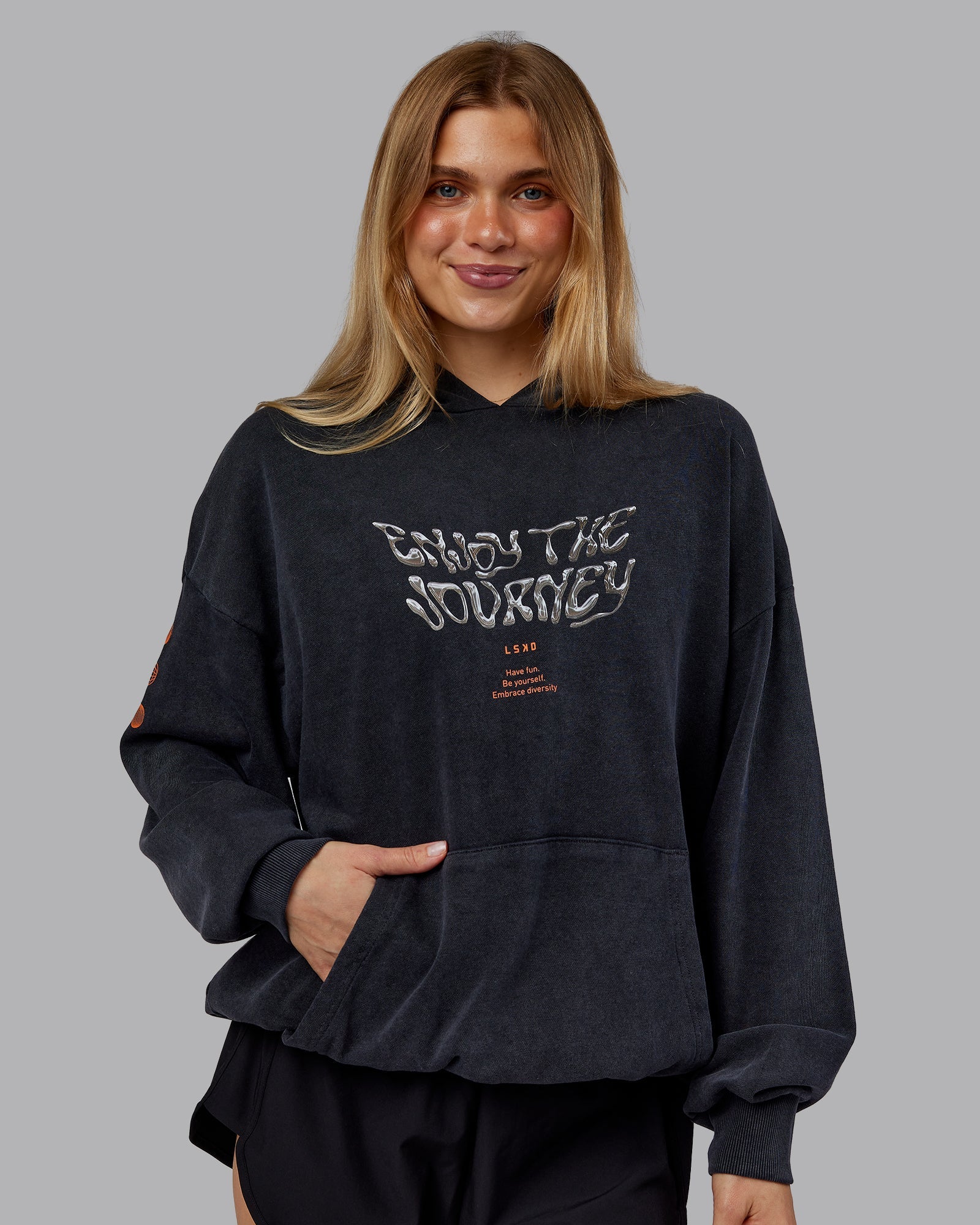 Chrome Washed Oversized Hoodie - Black - Image 2