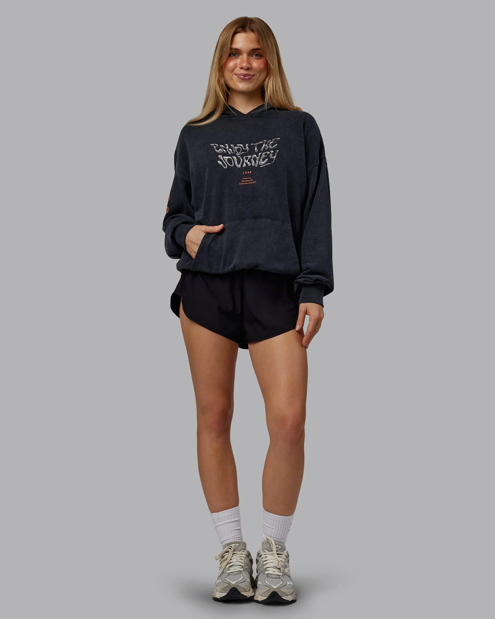 Chrome Washed Oversized Hoodie - Black - Image 9