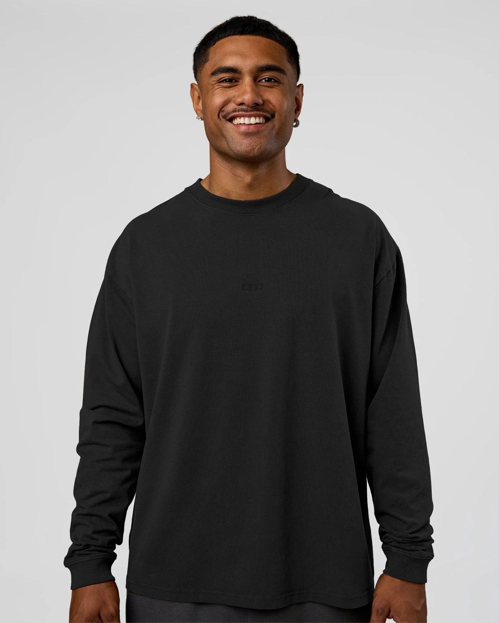 Classic Heavyweight FLXCotton Oversized Long Sleeve Tee - Washed Black-Black