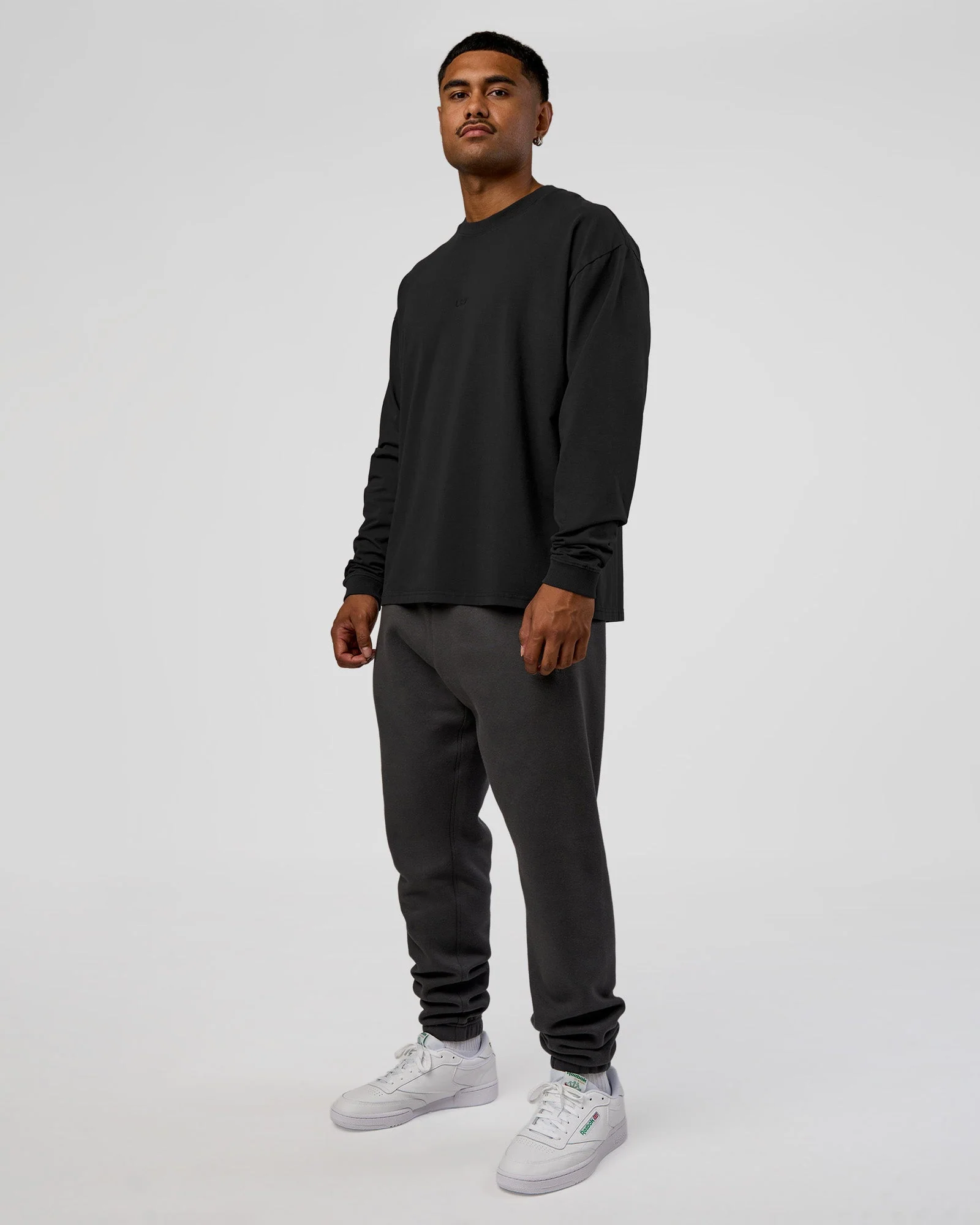 Classic Heavyweight FLXCotton Oversized Long Sleeve Tee - Washed Black-Black - Image 2