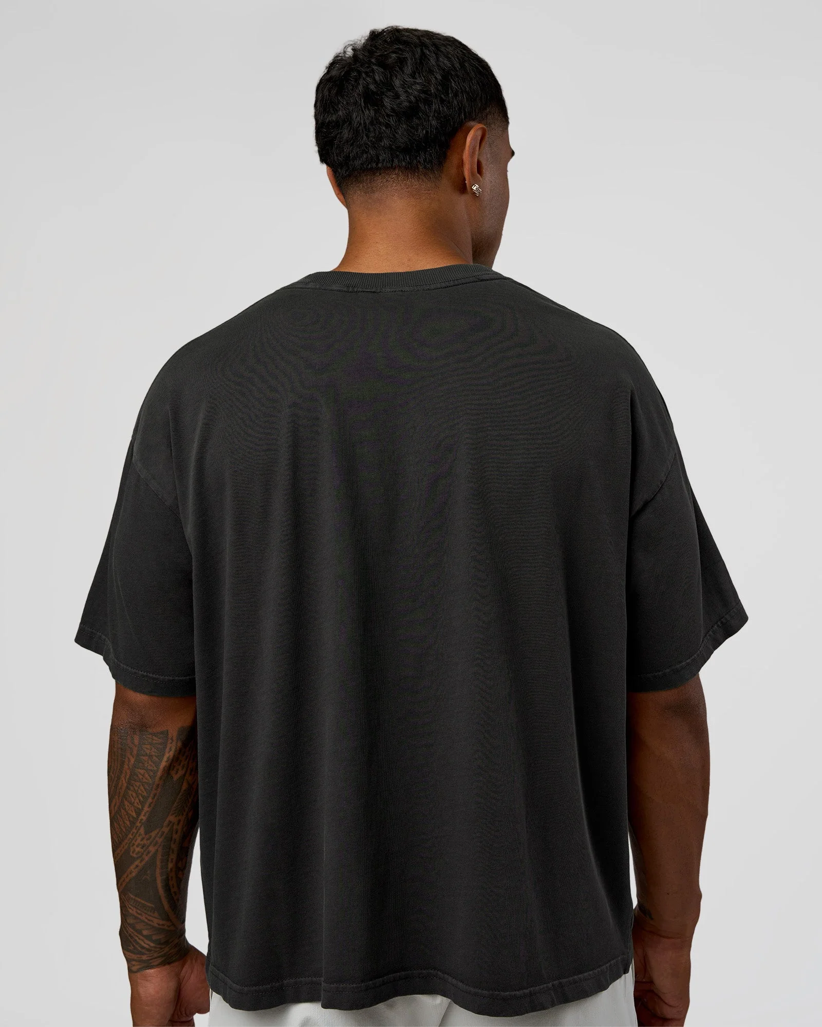 Oversized Heavyweight Boxed Tee - Washed Black - Image 3