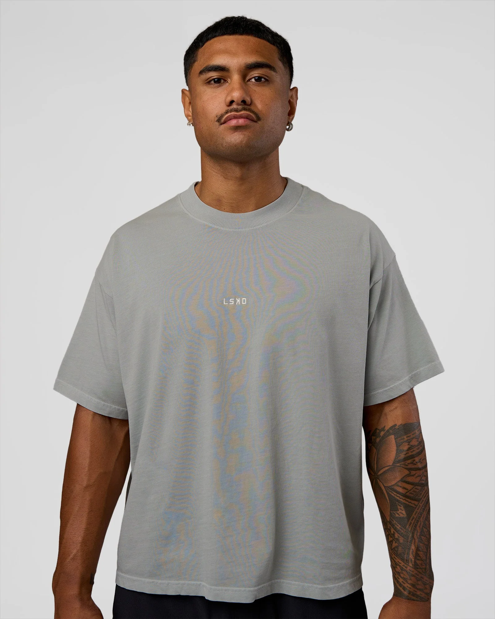 Oversized Heavyweight Boxed Tee - Light Grey Marl