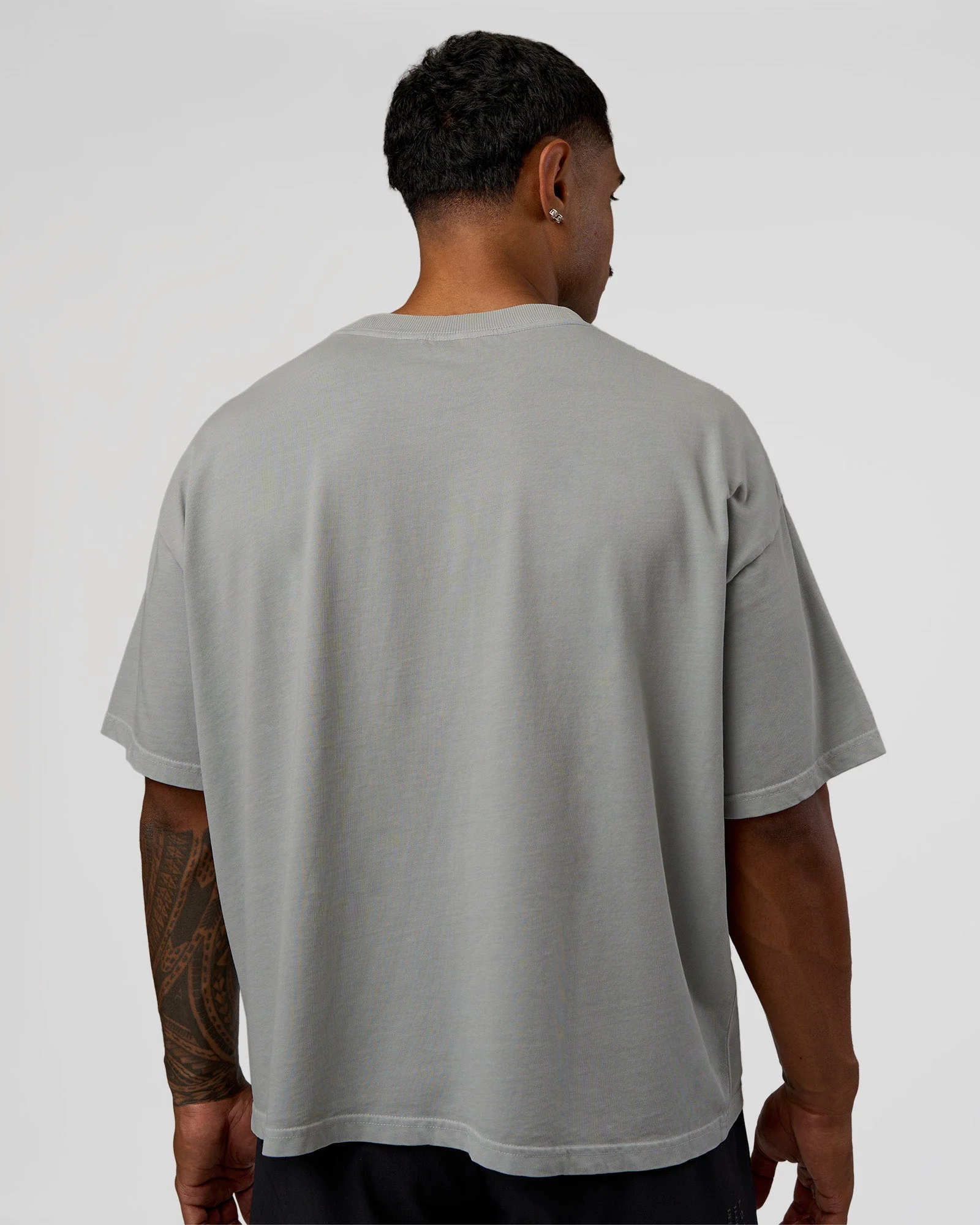 Oversized Heavyweight Boxed Tee - Light Grey Marl - Image 4