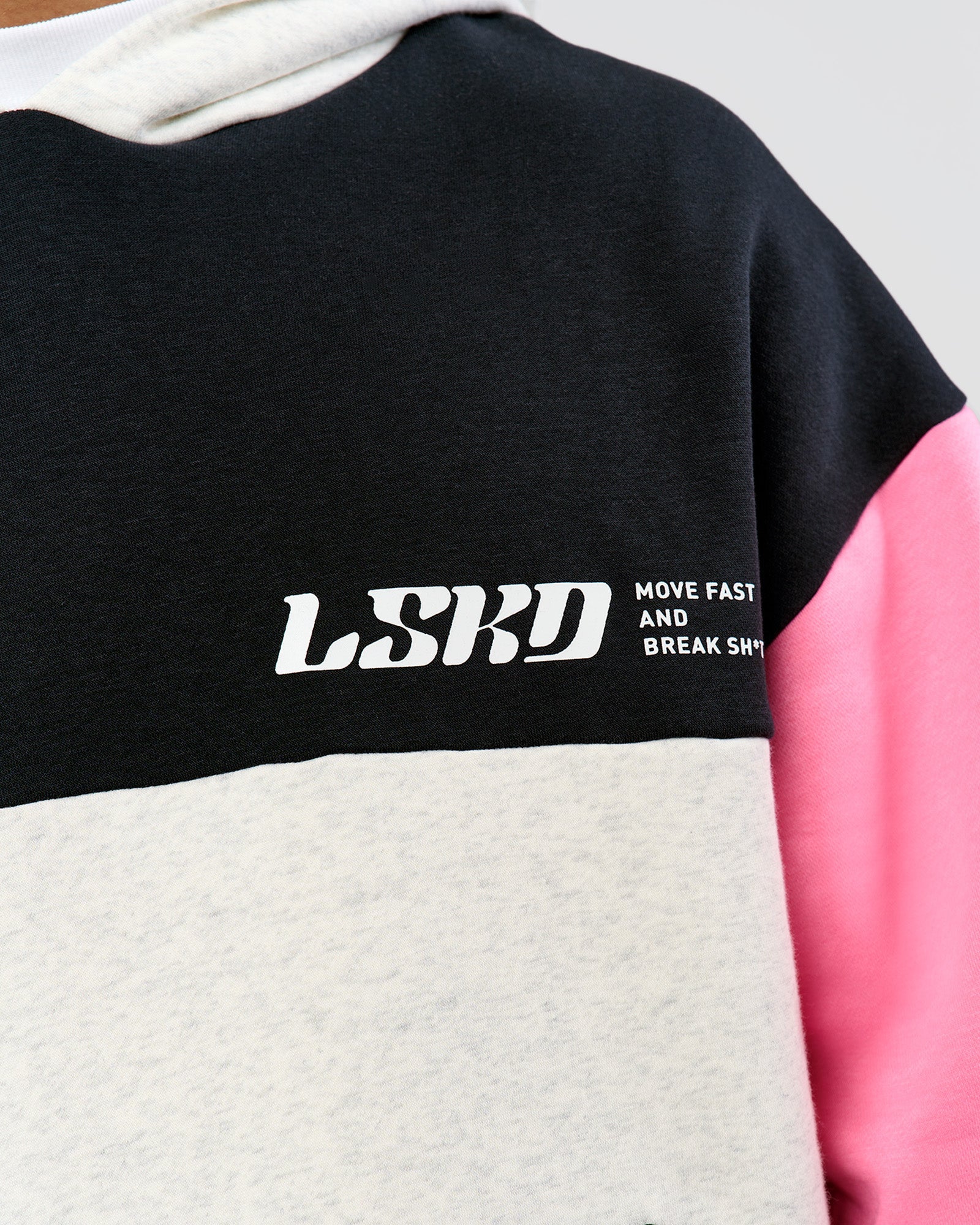 Deconstructed Fleece Hoodie - Caviar-Candy Pink-Grey Marl - Image 13
