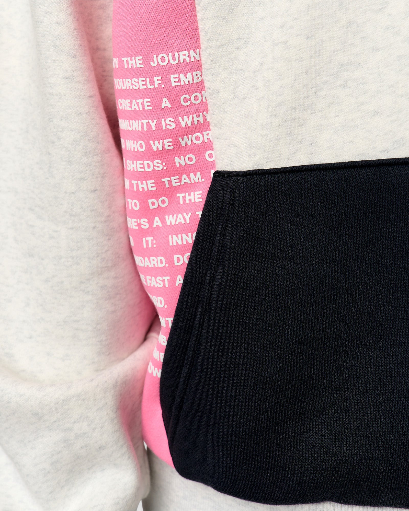 Deconstructed Fleece Hoodie - Caviar-Candy Pink-Grey Marl - Image 5