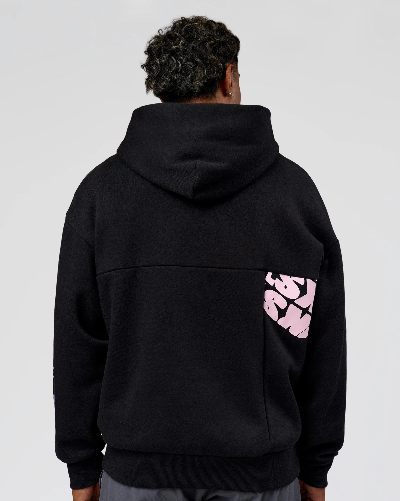 Deconstructed Fleece Hoodie - Caviar-Marshmallow-Pale Lilac - Image 10
