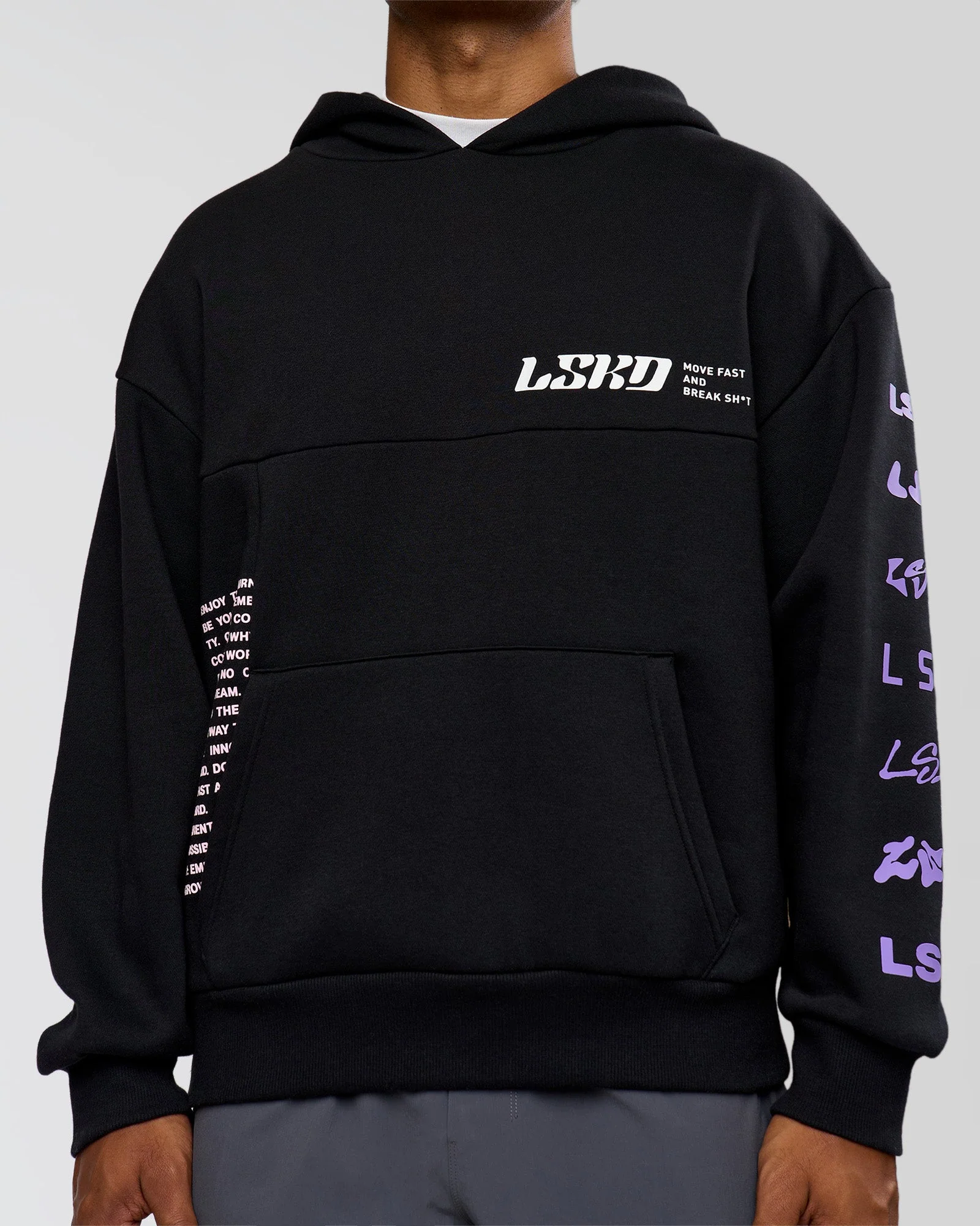 Deconstructed Fleece Hoodie - Caviar-Marshmallow-Pale Lilac - Image 14