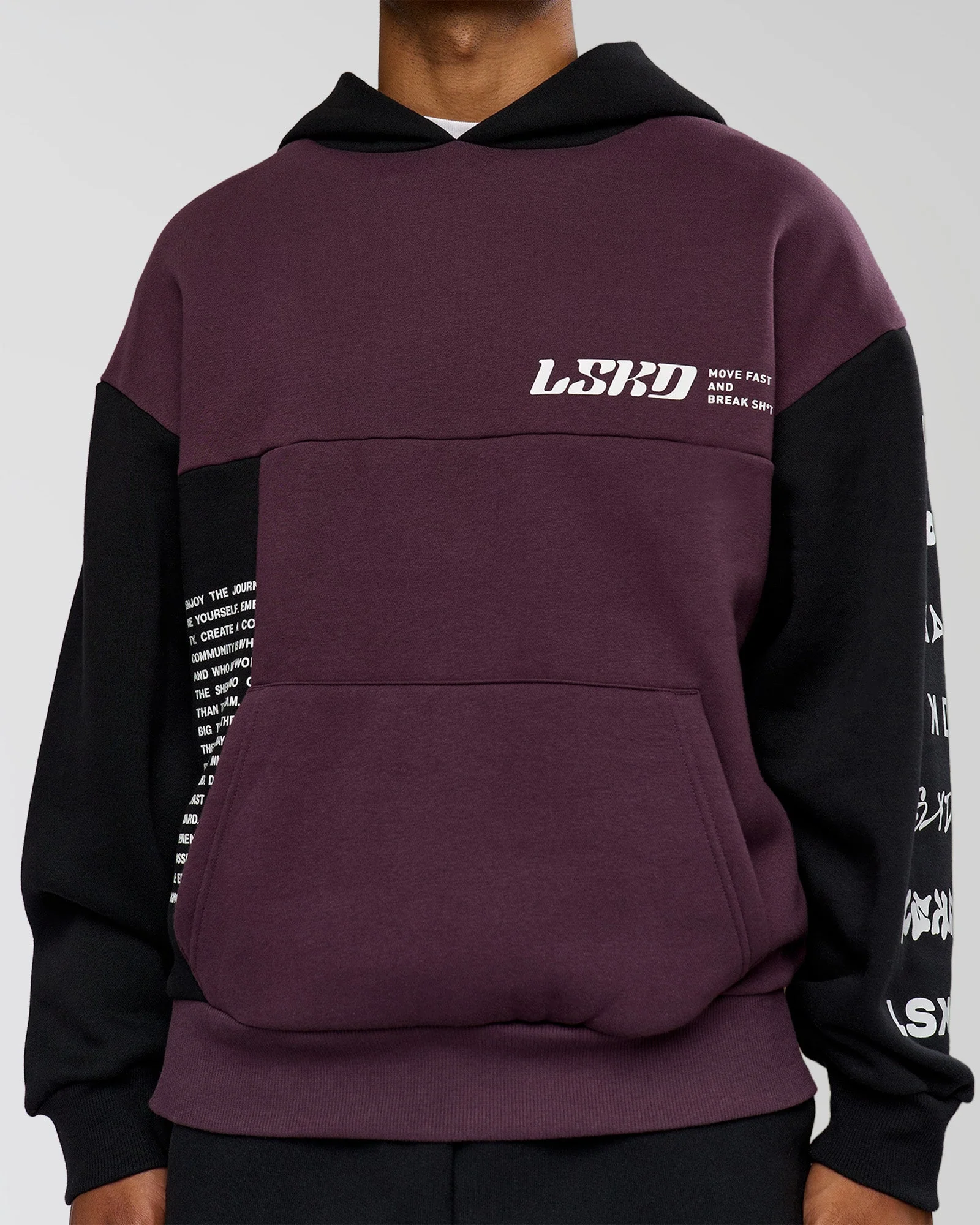 Deconstructed Fleece Hoodie - Caviar-Midnight Plum - Image 12