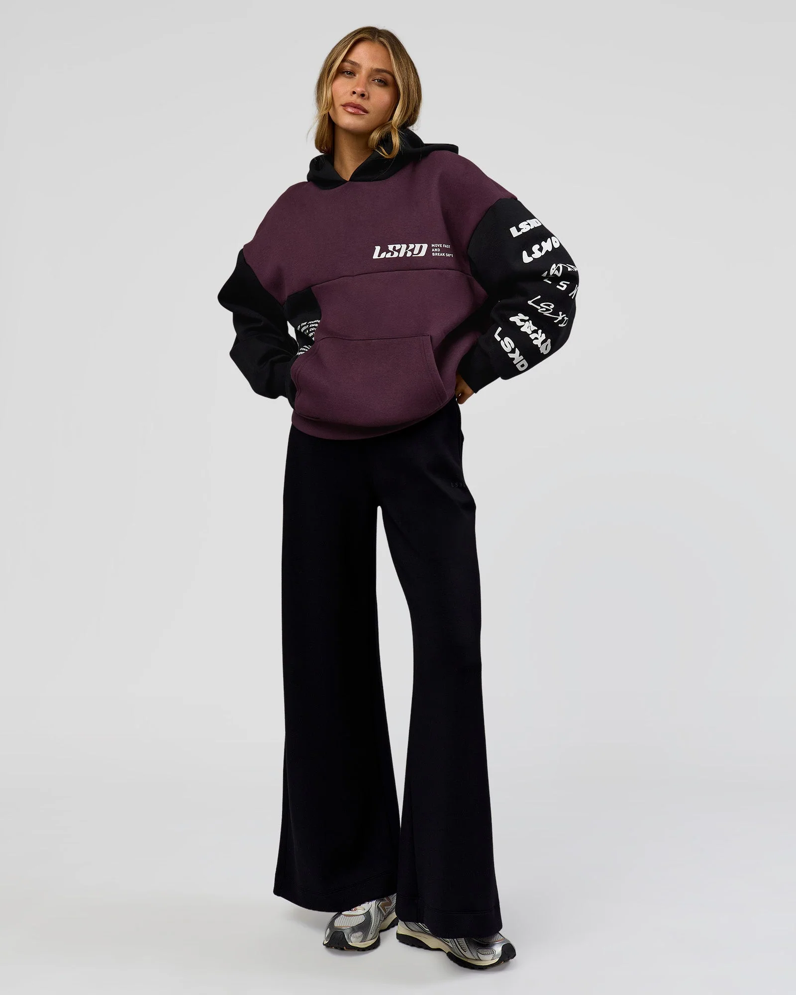 Deconstructed Fleece Hoodie - Caviar-Midnight Plum - Image 14