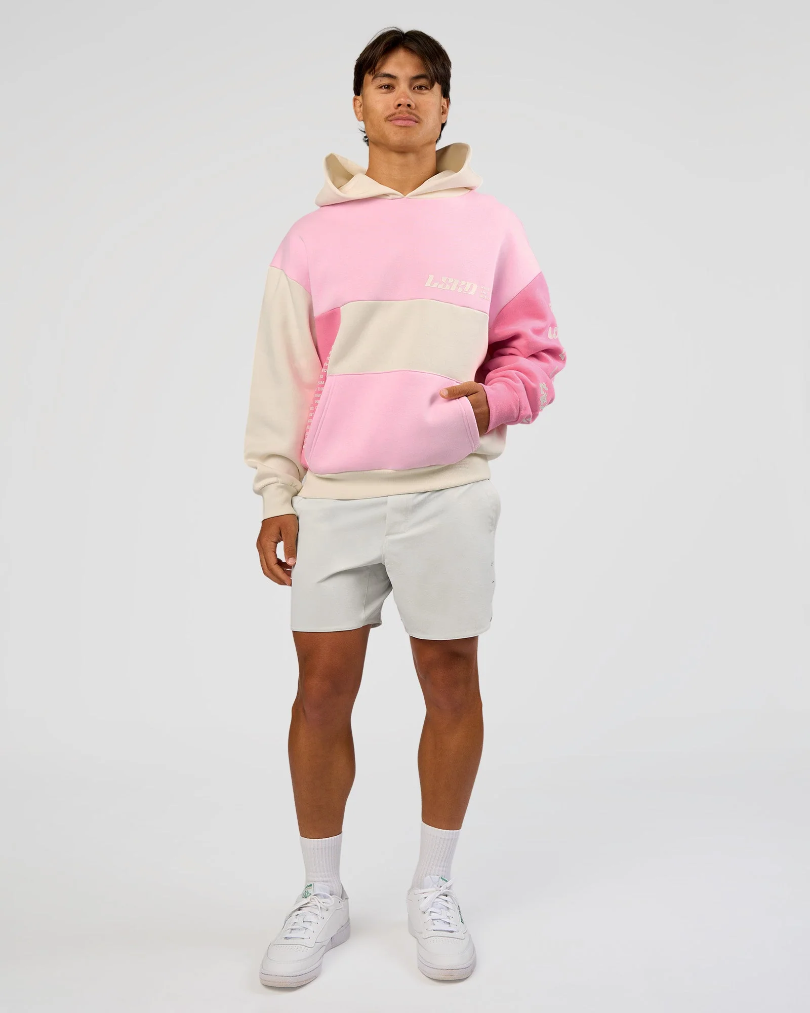 Deconstructed Fleece Hoodie - Off White-Marshmallow-Pink - Image 9
